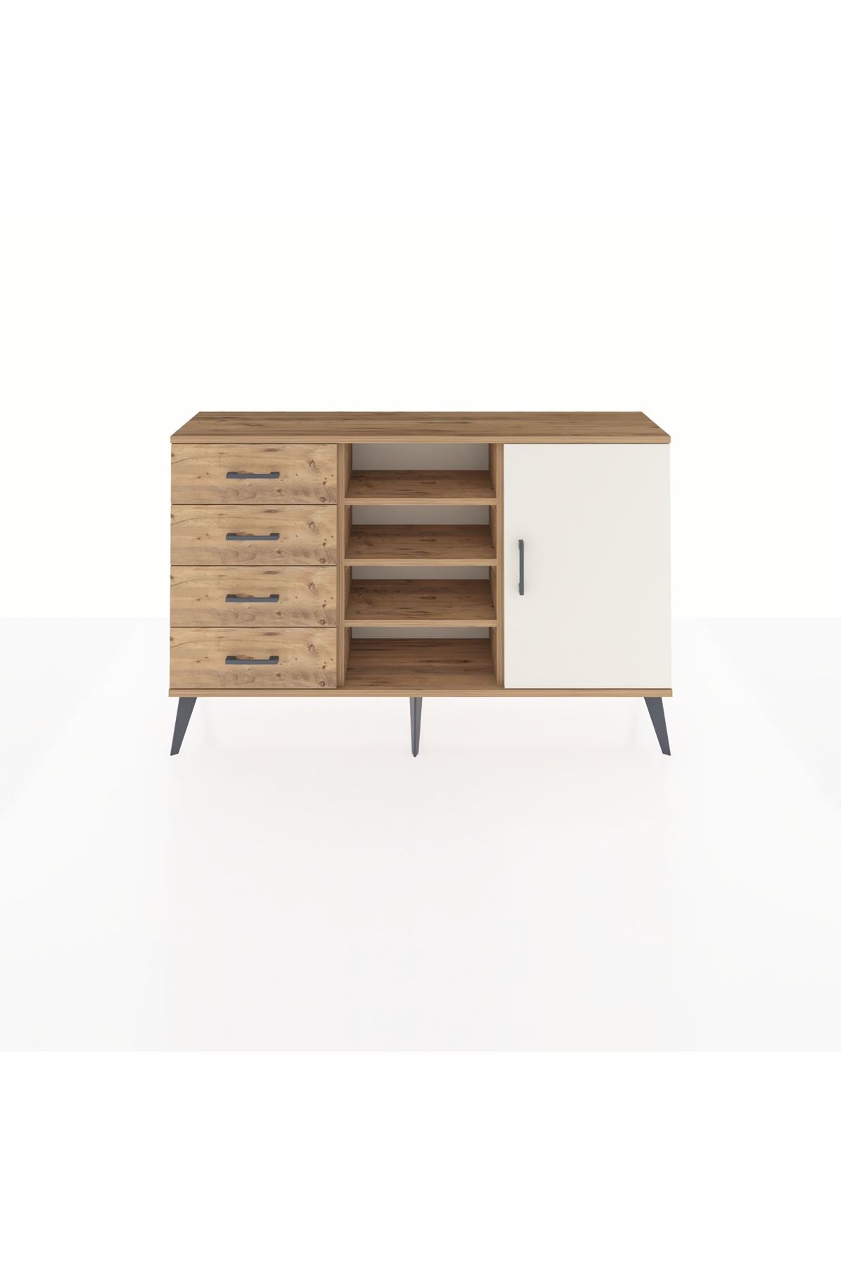 Arges Konsol 4 Raflı 4 Çekmeceli Tek Kapaklı 132x30x83 - S144M027V24A