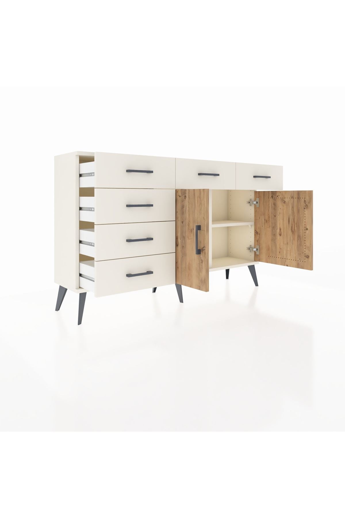 Arges Konsol 2 Raflı 6 Çekmeceli 2 Kapaklı 132x30x83 - S144M028V01A