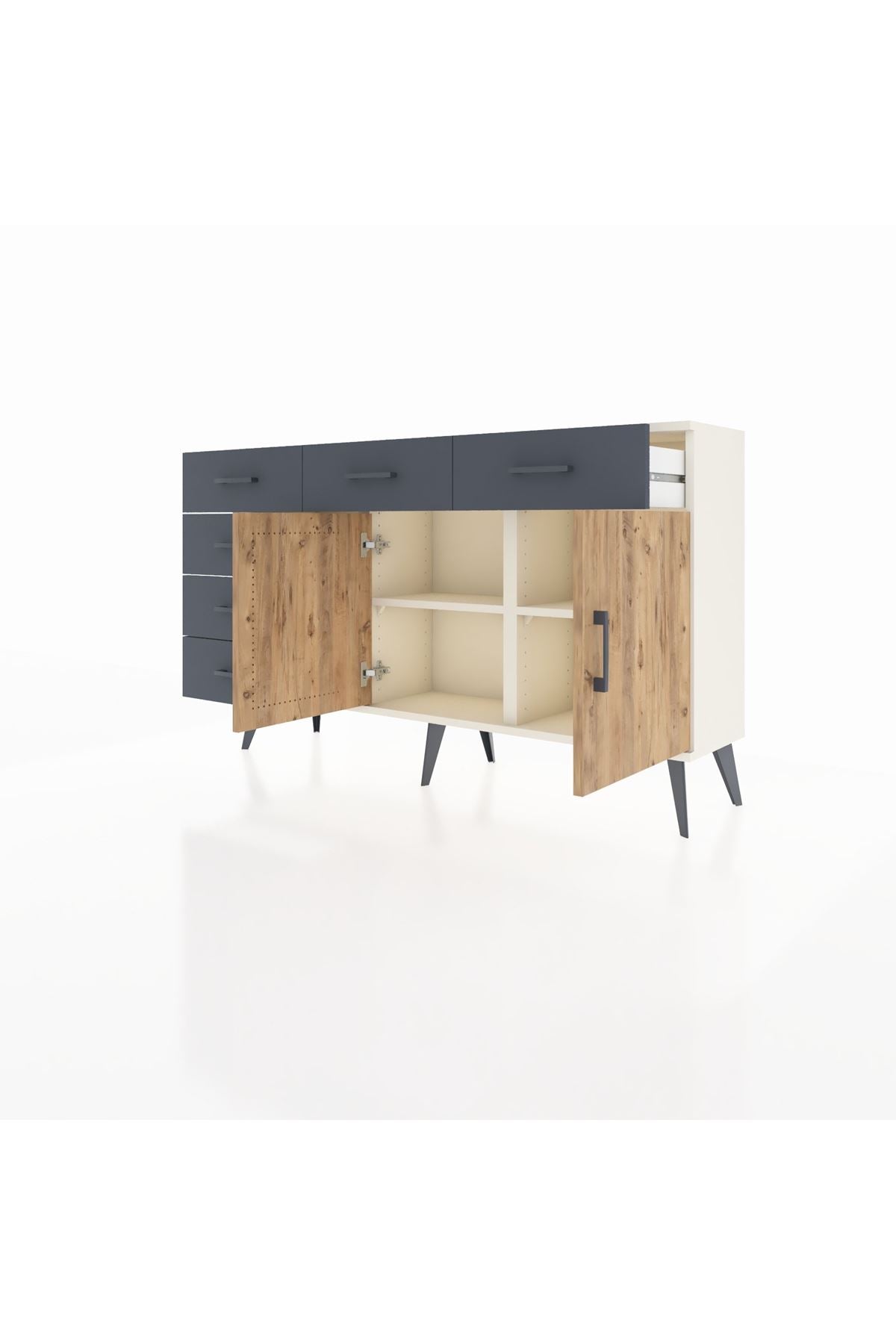 Arges Konsol 2 Raflı 6 Çekmeceli 2 Kapaklı 132x30x83 - S144M028V02A