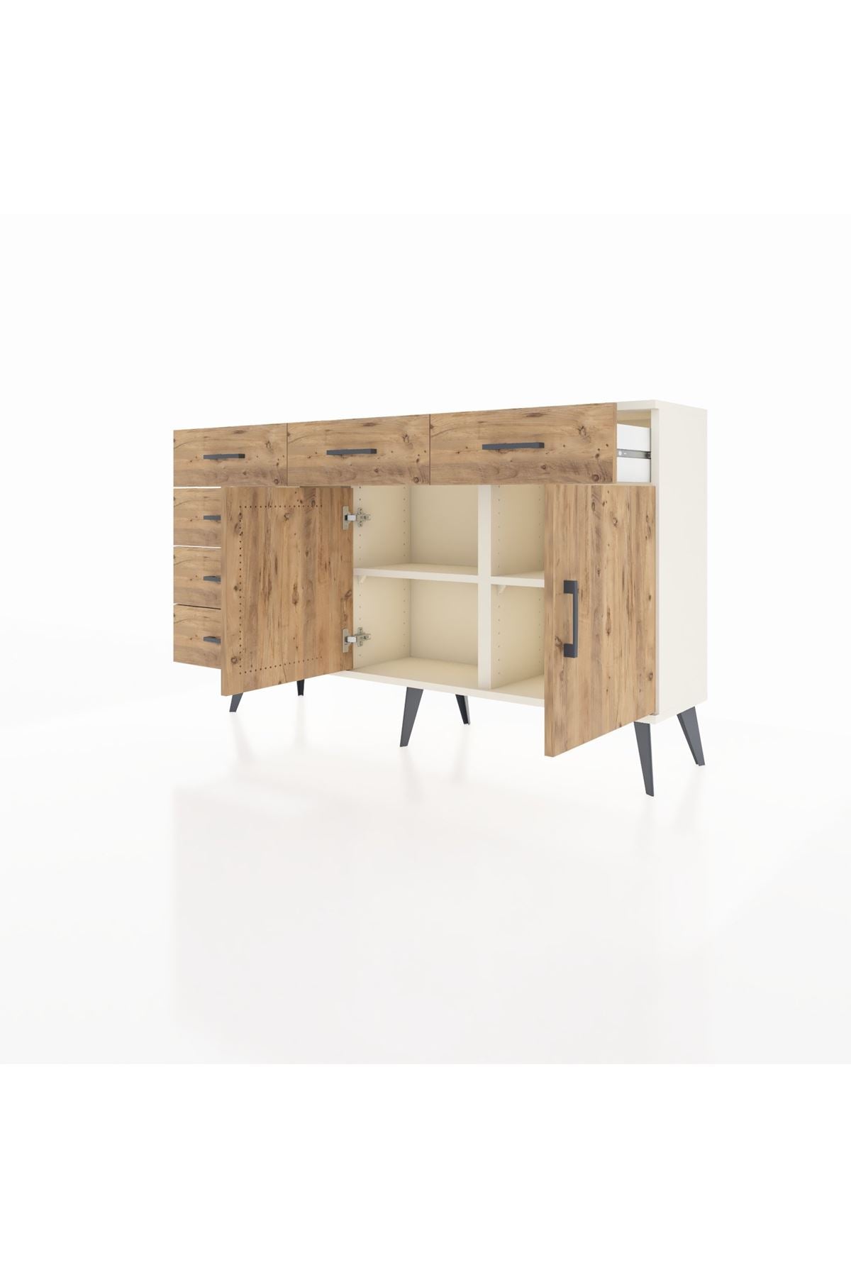 Arges Konsol 2 Raflı 6 Çekmeceli 2 Kapaklı 132x30x83 - S144M028V03A