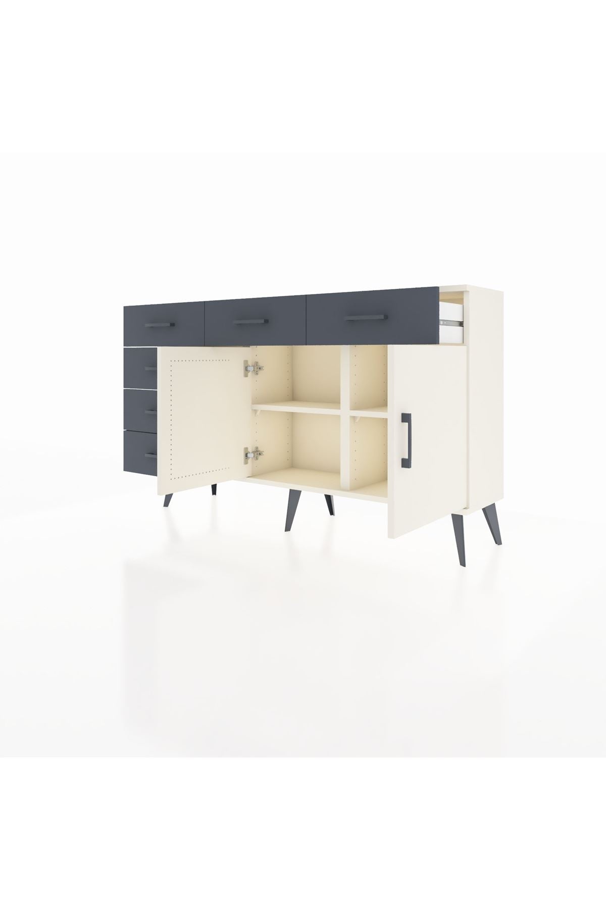 Arges Konsol 2 Raflı 6 Çekmeceli 2 Kapaklı 132x30x83 - S144M028V05A