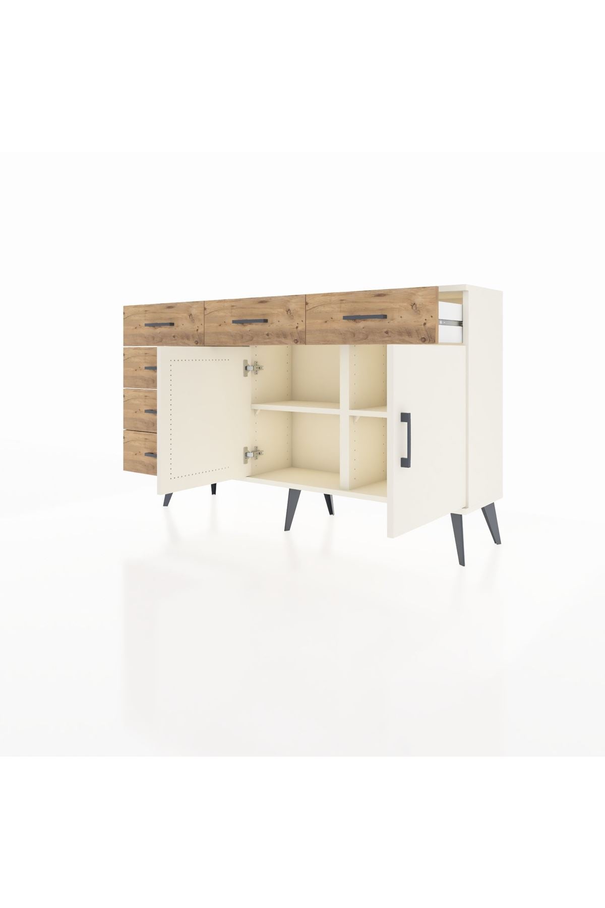Arges Konsol 2 Raflı 6 Çekmeceli 2 Kapaklı 132x30x83 - S144M028V06A