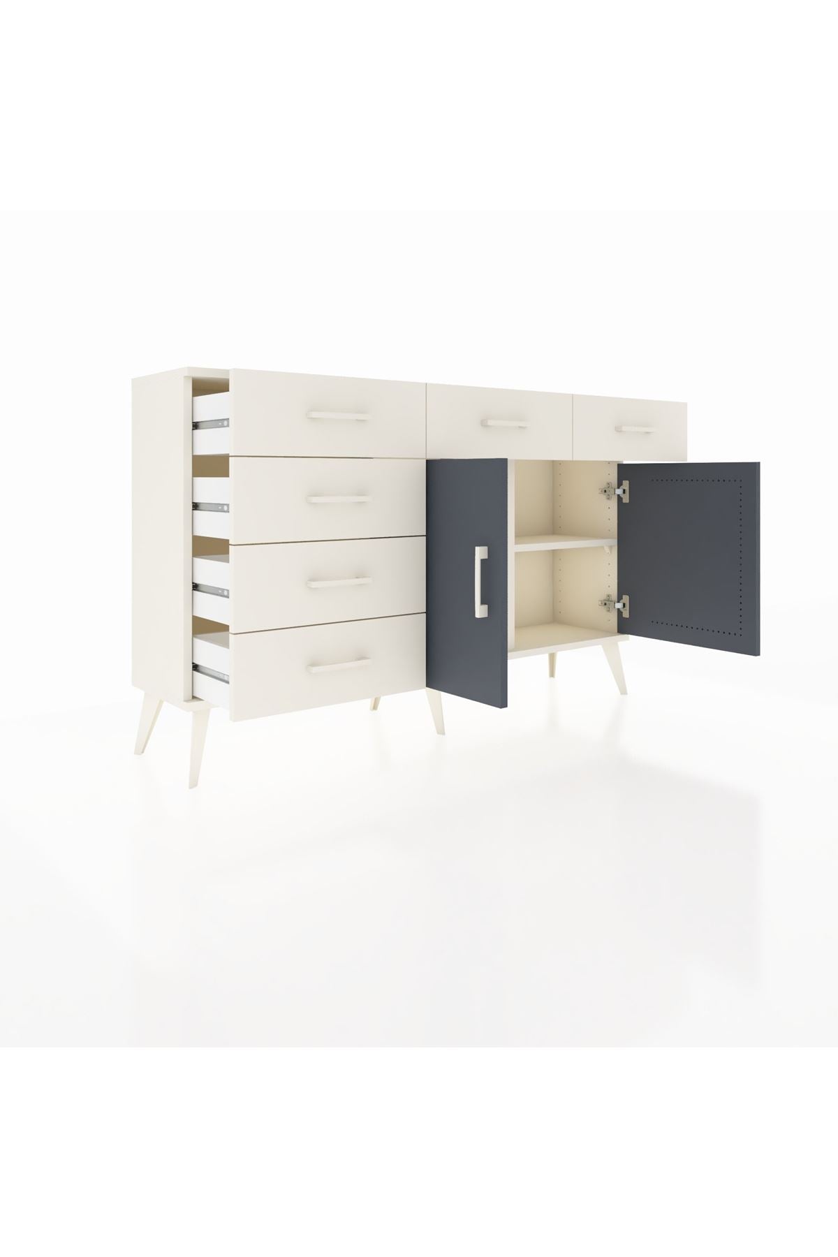 Arges Konsol 2 Raflı 6 Çekmeceli 2 Kapaklı 132x30x83 - S144M028V07A