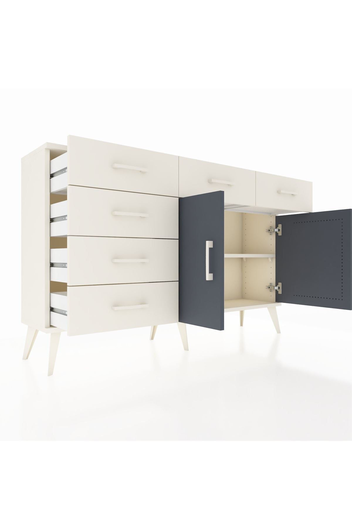 Arges Konsol 2 Raflı 6 Çekmeceli 2 Kapaklı 132x30x83 - S144M028V07A
