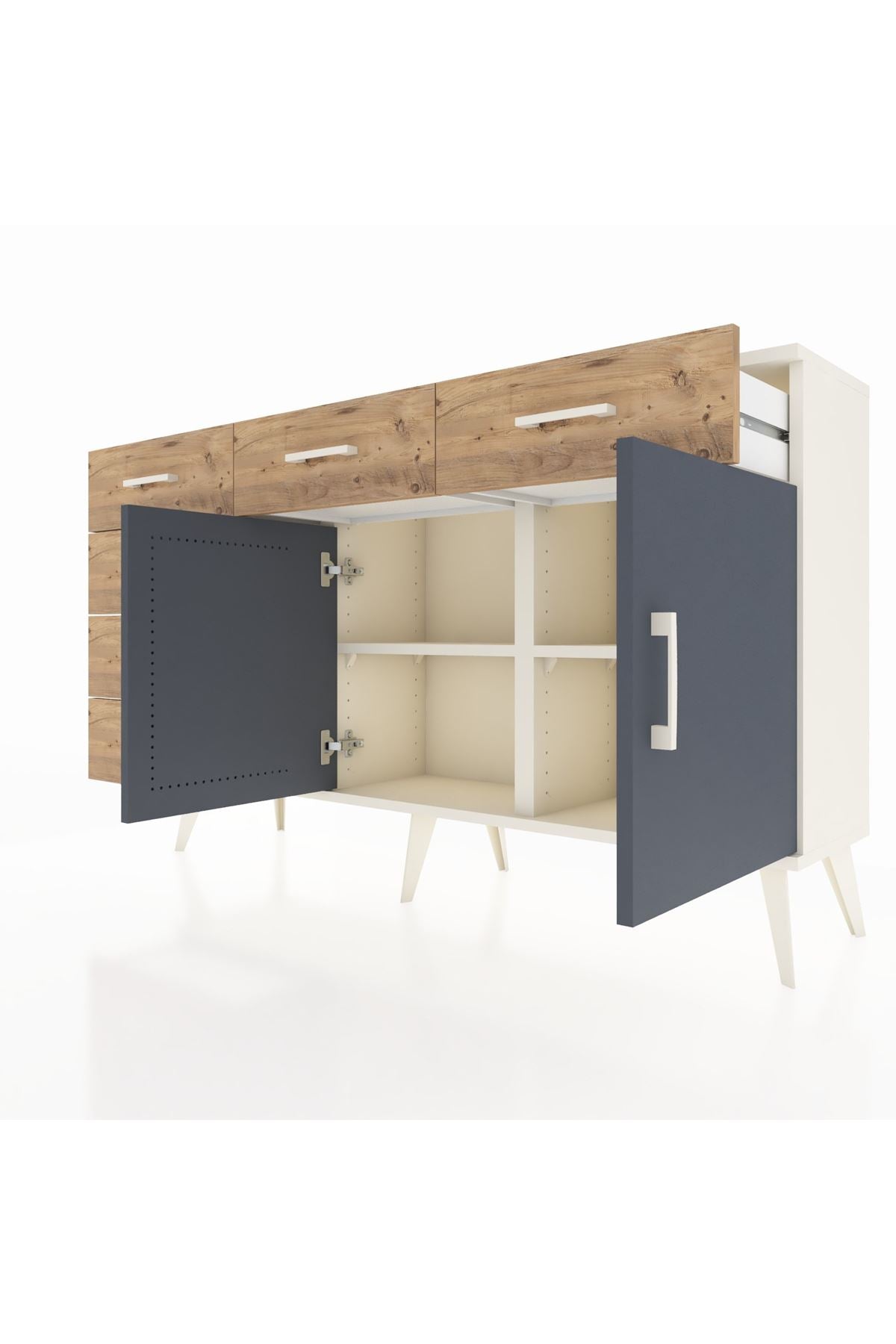 Arges Konsol 2 Raflı 6 Çekmeceli 2 Kapaklı 132x30x83 - S144M028V09A