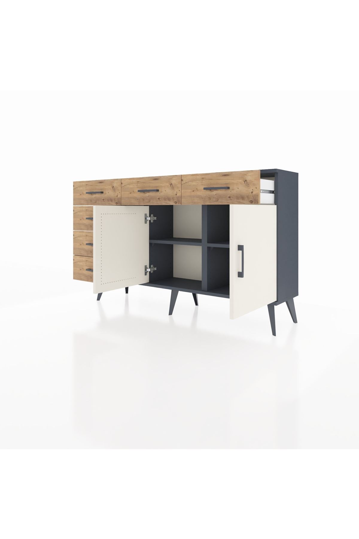 Arges Konsol 2 Raflı 6 Çekmeceli 2 Kapaklı 132x30x83 - S144M028V15A