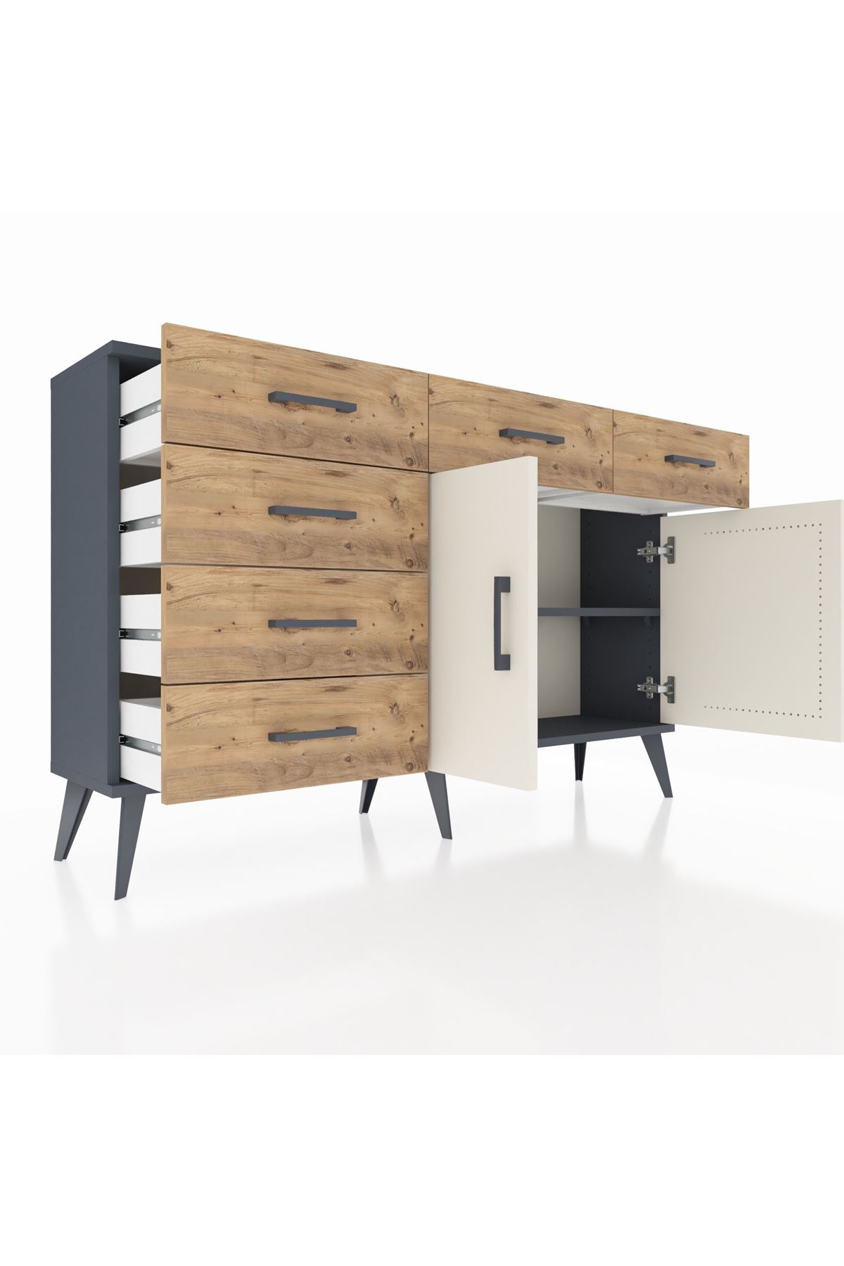 Arges Konsol 2 Raflı 6 Çekmeceli 2 Kapaklı 132x30x83 - S144M028V15A
