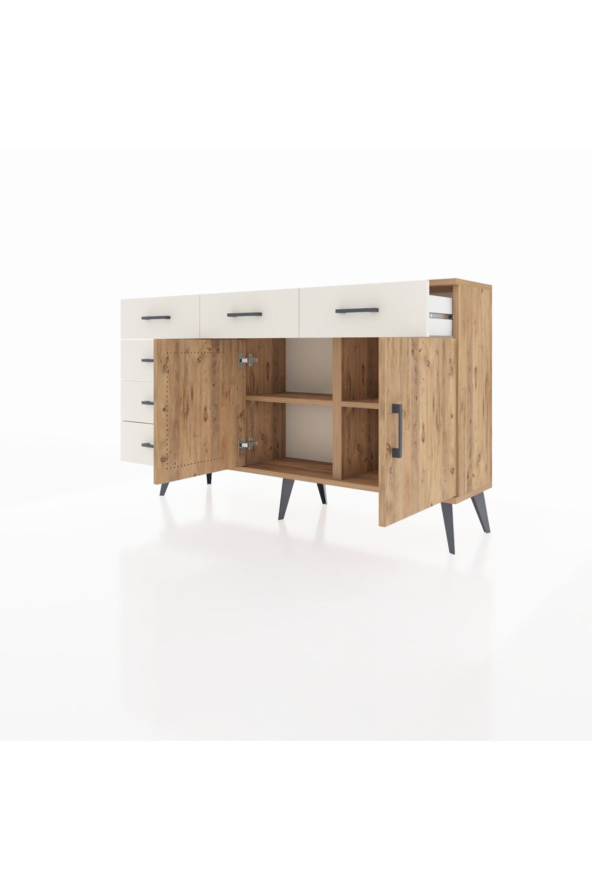 Arges Konsol 2 Raflı 6 Çekmeceli 2 Kapaklı 132x30x83 - S144M028V19A