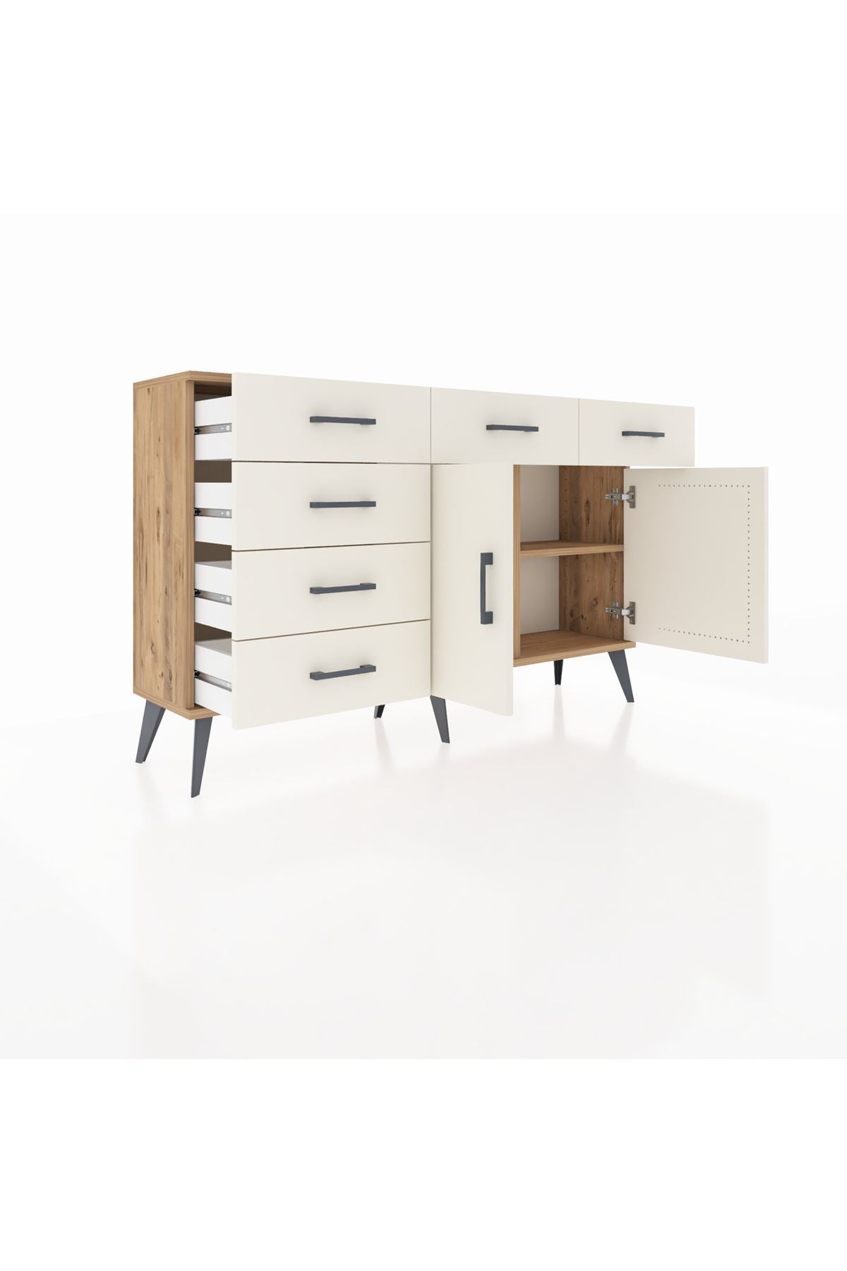 Arges Konsol 2 Raflı 6 Çekmeceli 2 Kapaklı 132x30x83 - S144M028V22A