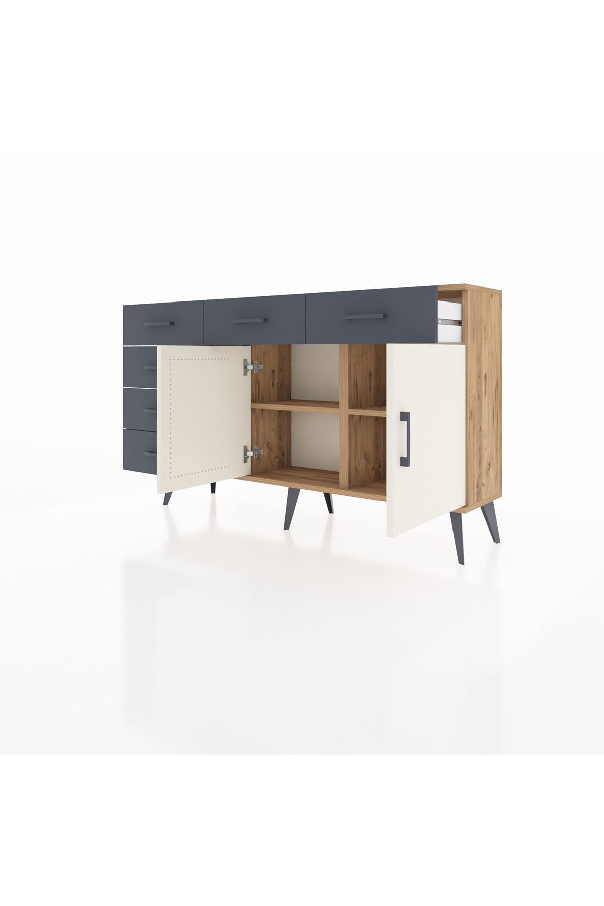Arges Konsol 2 Raflı 6 Çekmeceli 2 Kapaklı 132x30x83 - S144M028V23A
