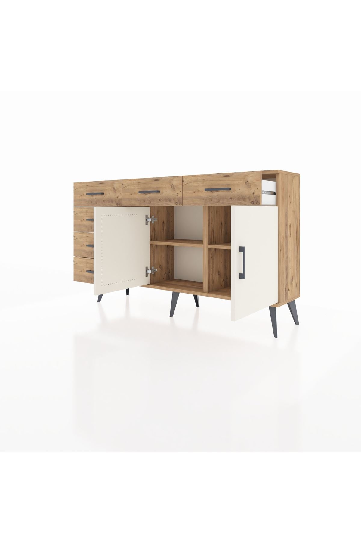 Arges Konsol 2 Raflı 6 Çekmeceli 2 Kapaklı 132x30x83 - S144M028V24A