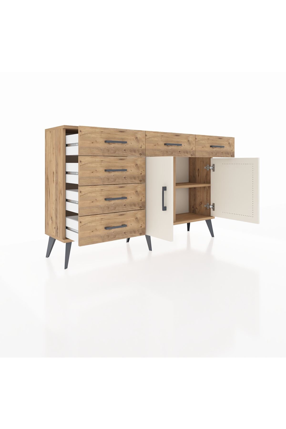 Arges Konsol 2 Raflı 6 Çekmeceli 2 Kapaklı 132x30x83 - S144M028V24A