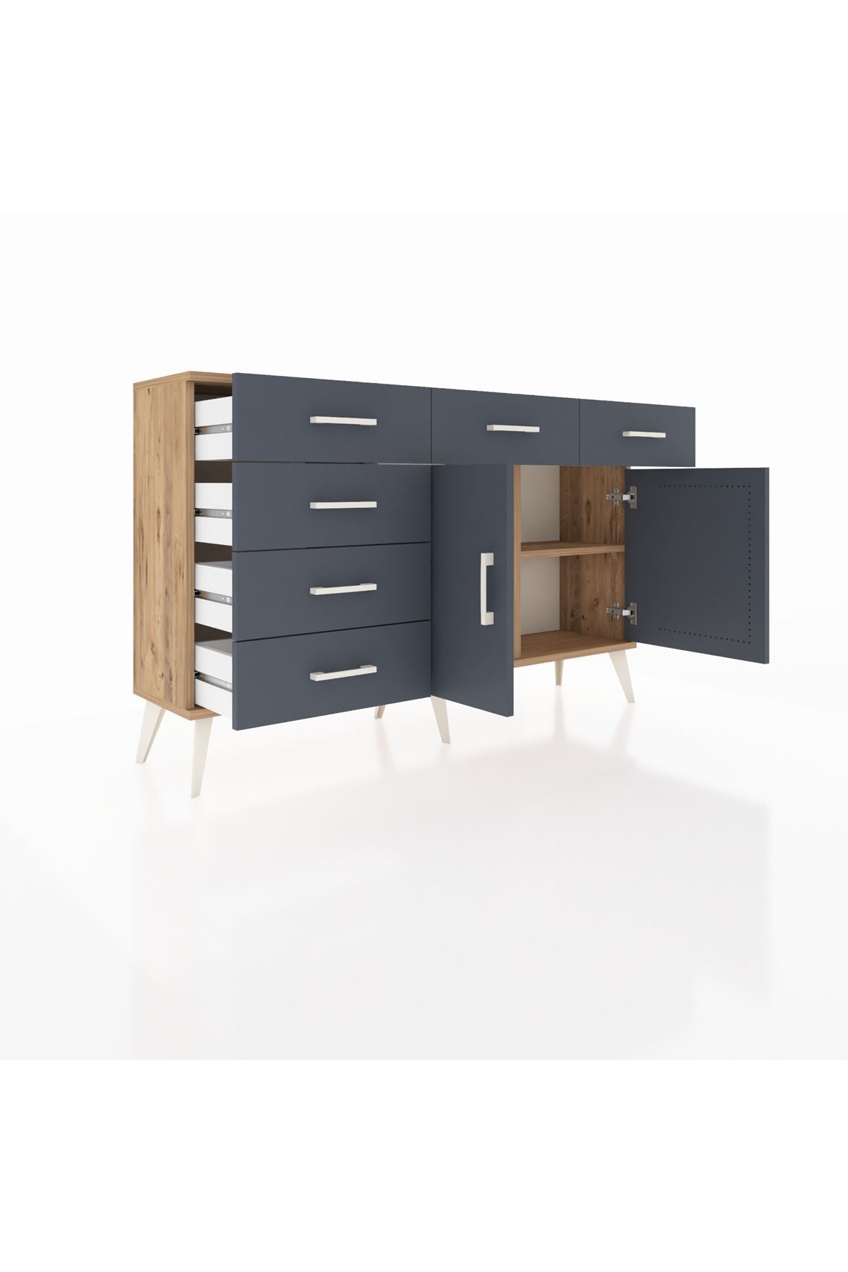 Arges Konsol 2 Raflı 6 Çekmeceli 2 Kapaklı 132x30x83 - S144M028V26A