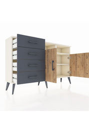 Arges Konsol 4 Raflı 4 Çekmeceli 2 Kapaklı 132x30x83 - S144M029V02A