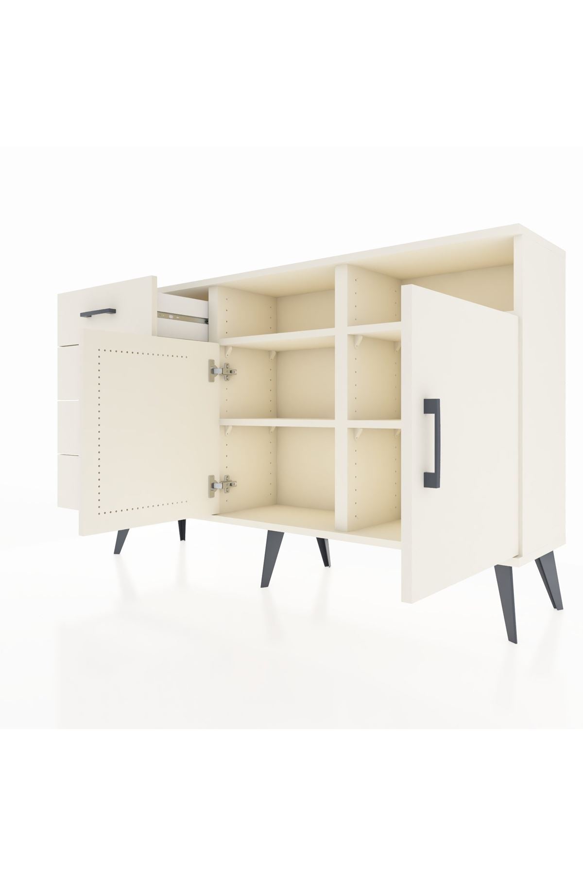 Arges Konsol 4 Raflı 4 Çekmeceli 2 Kapaklı 132x30x83 - S144M029V04A