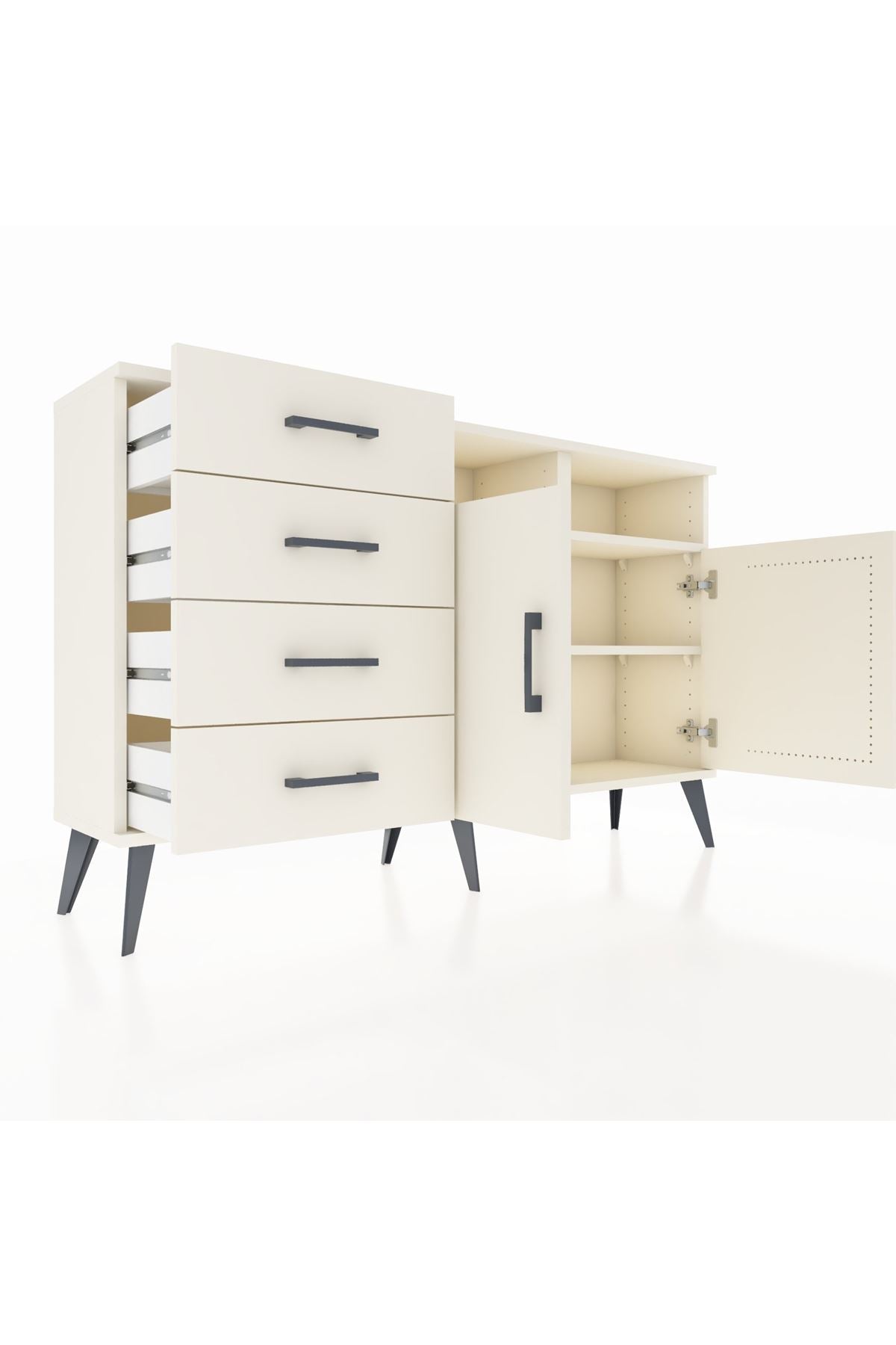 Arges Konsol 4 Raflı 4 Çekmeceli 2 Kapaklı 132x30x83 - S144M029V04A