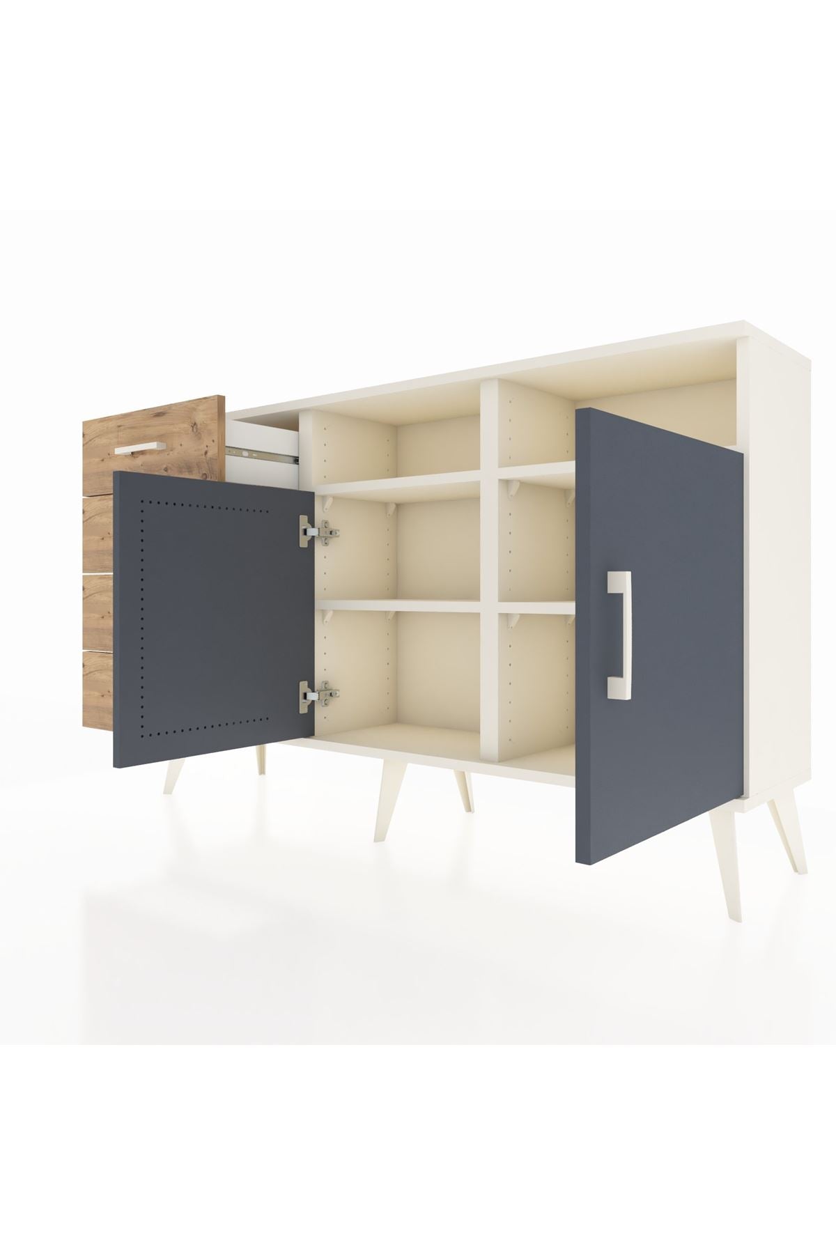 Arges Konsol 4 Raflı 4 Çekmeceli 2 Kapaklı 132x30x83 - S144M029V09A