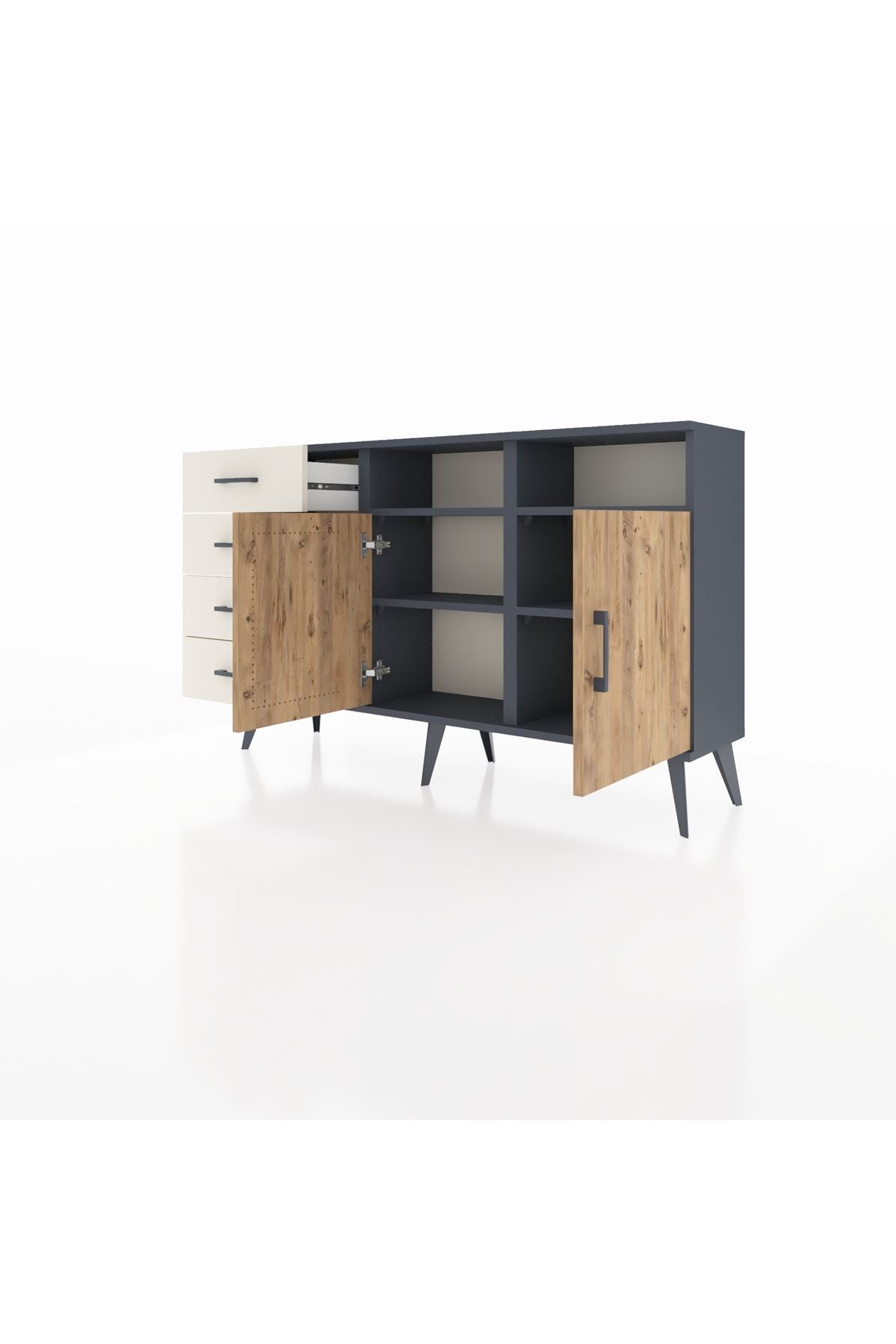 Arges Konsol 4 Raflı 4 Çekmeceli 2 Kapaklı 132x30x83 - S144M029V10A