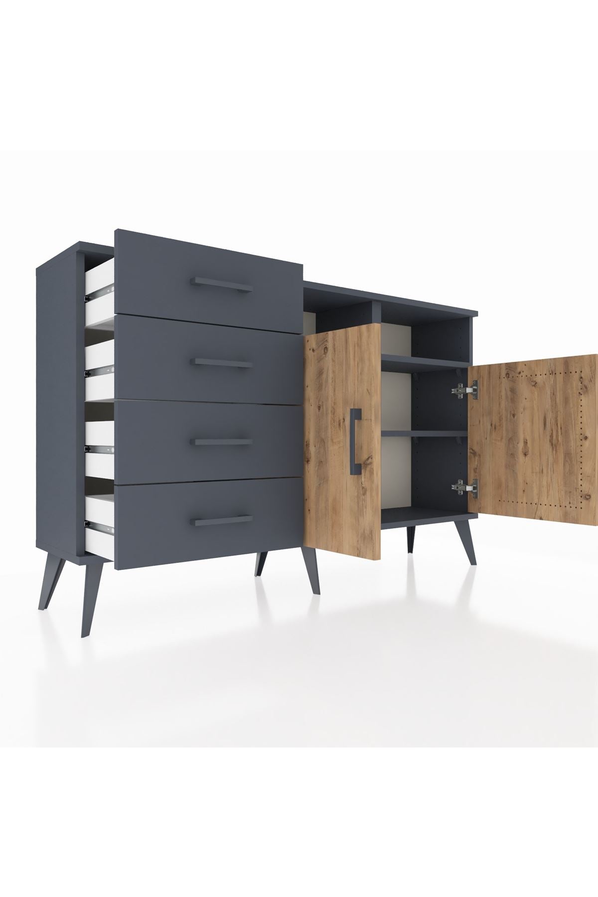 Arges Konsol 4 Raflı 4 Çekmeceli 2 Kapaklı 132x30x83 - S144M029V11A