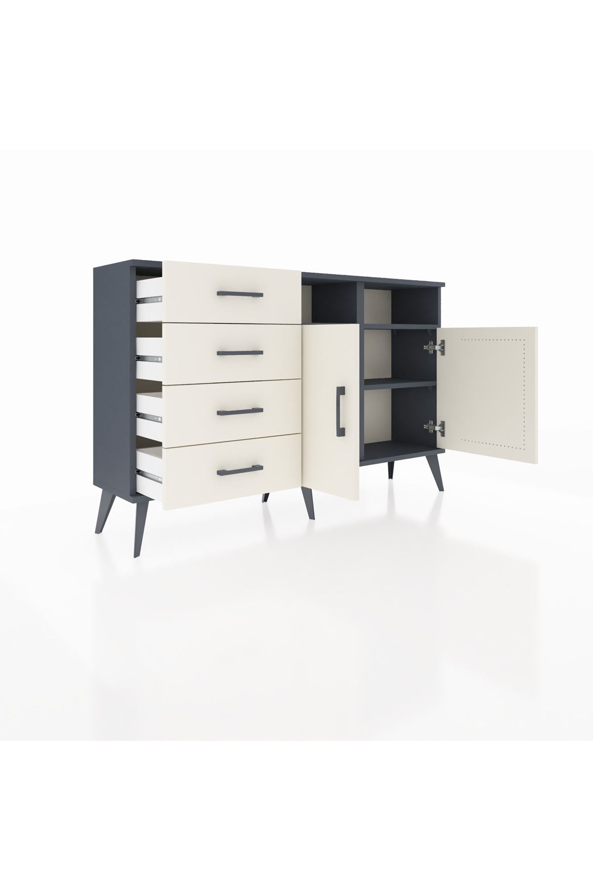 Arges Konsol 4 Raflı 4 Çekmeceli 2 Kapaklı 132x30x83 - S144M029V13A