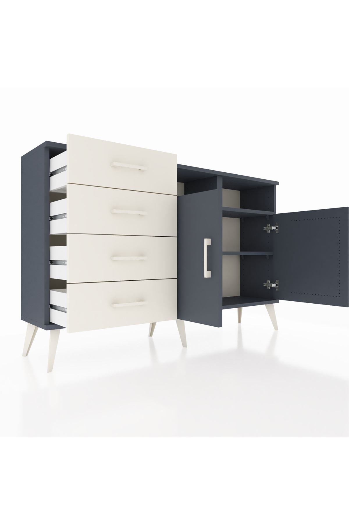 Arges Konsol 4 Raflı 4 Çekmeceli 2 Kapaklı 132x30x83 - S144M029V16A