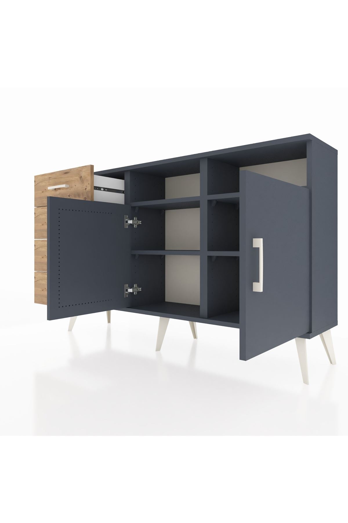 Arges Konsol 4 Raflı 4 Çekmeceli 2 Kapaklı 132x30x83 - S144M029V18A