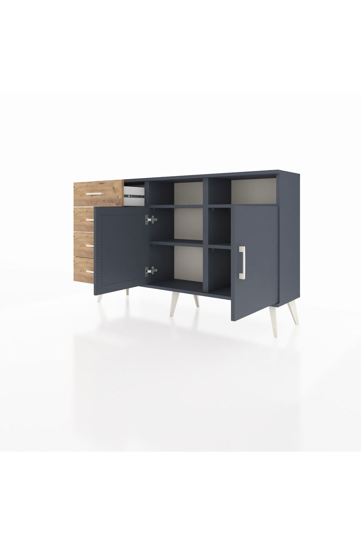 Arges Konsol 4 Raflı 4 Çekmeceli 2 Kapaklı 132x30x83 - S144M029V18A
