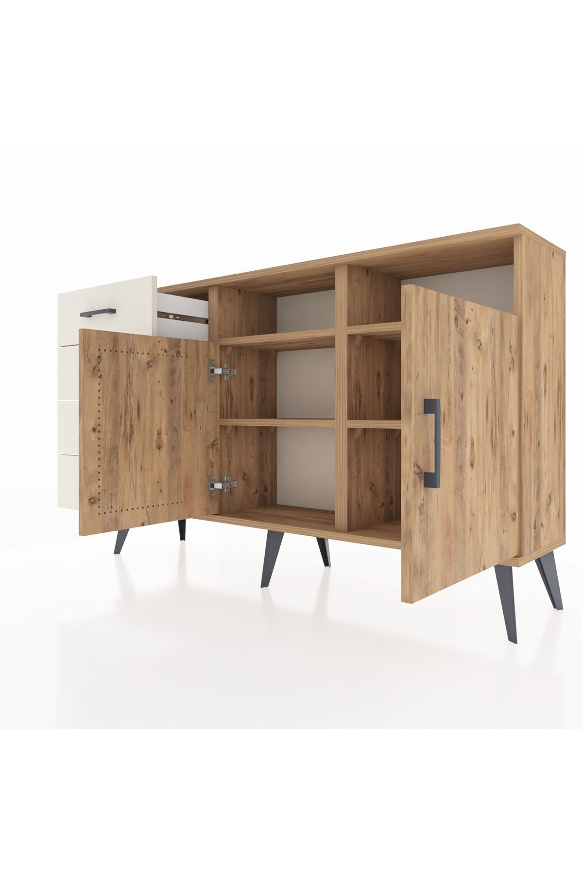 Arges Konsol 4 Raflı 4 Çekmeceli 2 Kapaklı 132x30x83 - S144M029V19A