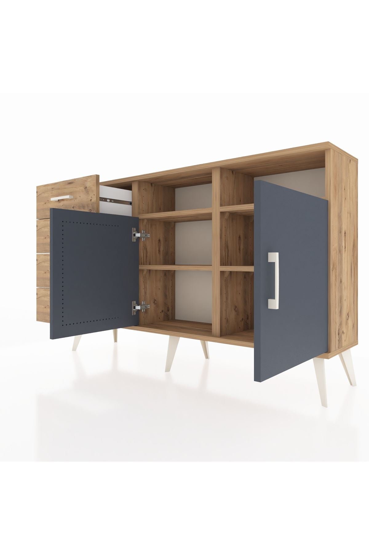 Arges Konsol 4 Raflı 4 Çekmeceli 2 Kapaklı 132x30x83 - S144M029V27A