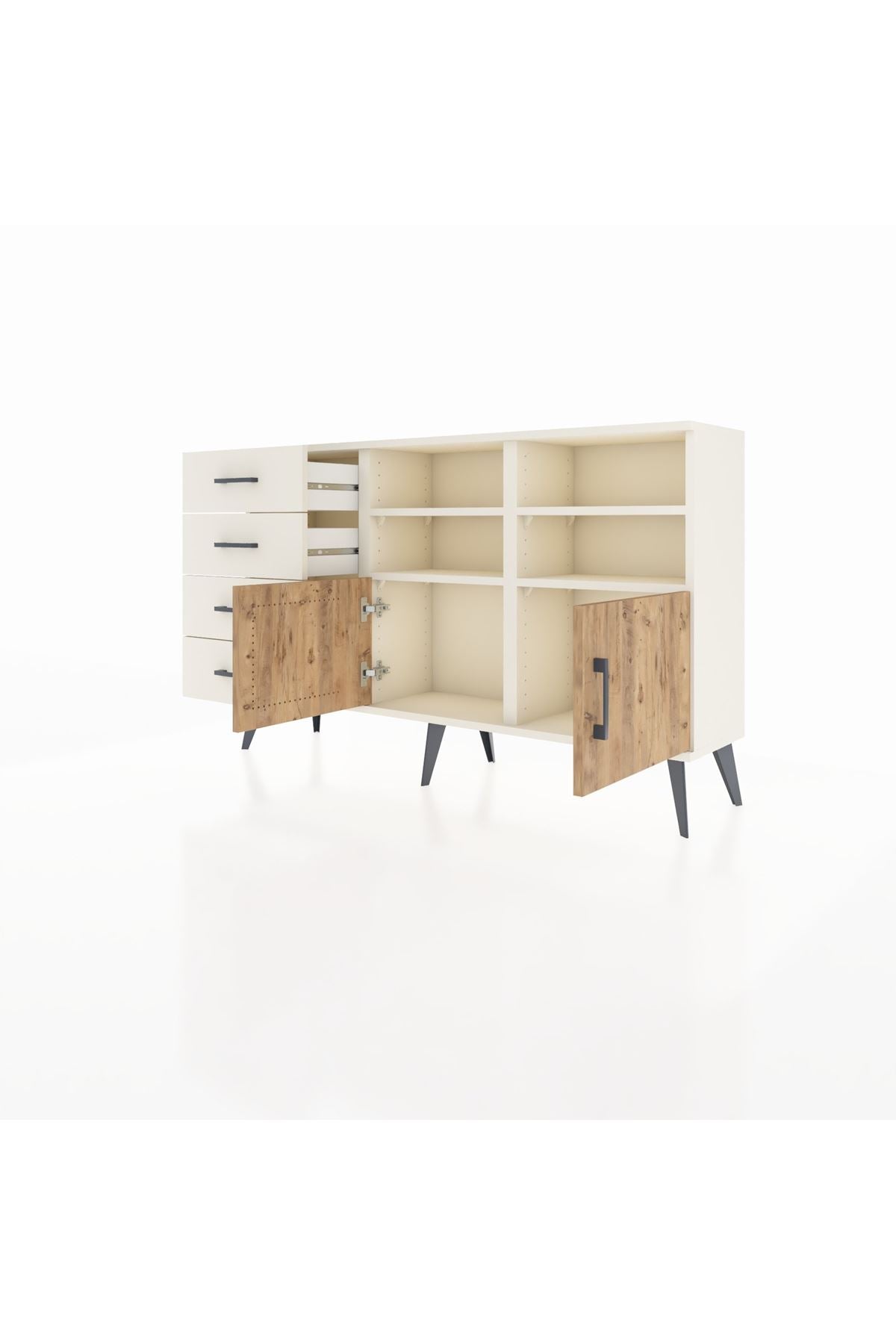 Arges Konsol 4 Raflı 4 Çekmeceli 2 Kapaklı 132x30x83 - S144M030V01A