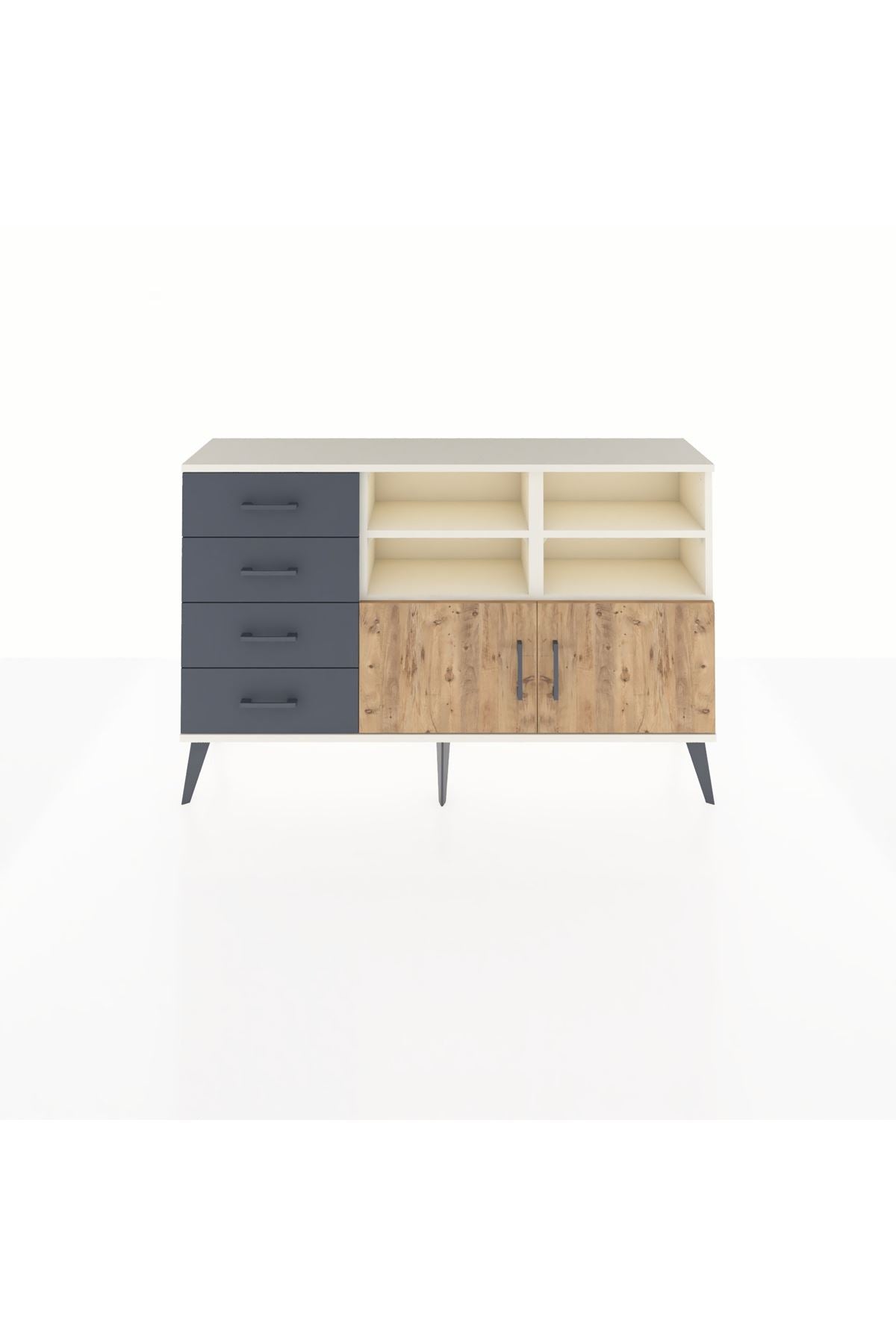 Arges Konsol 4 Raflı 4 Çekmeceli 2 Kapaklı 132x30x83 - S144M030V02A