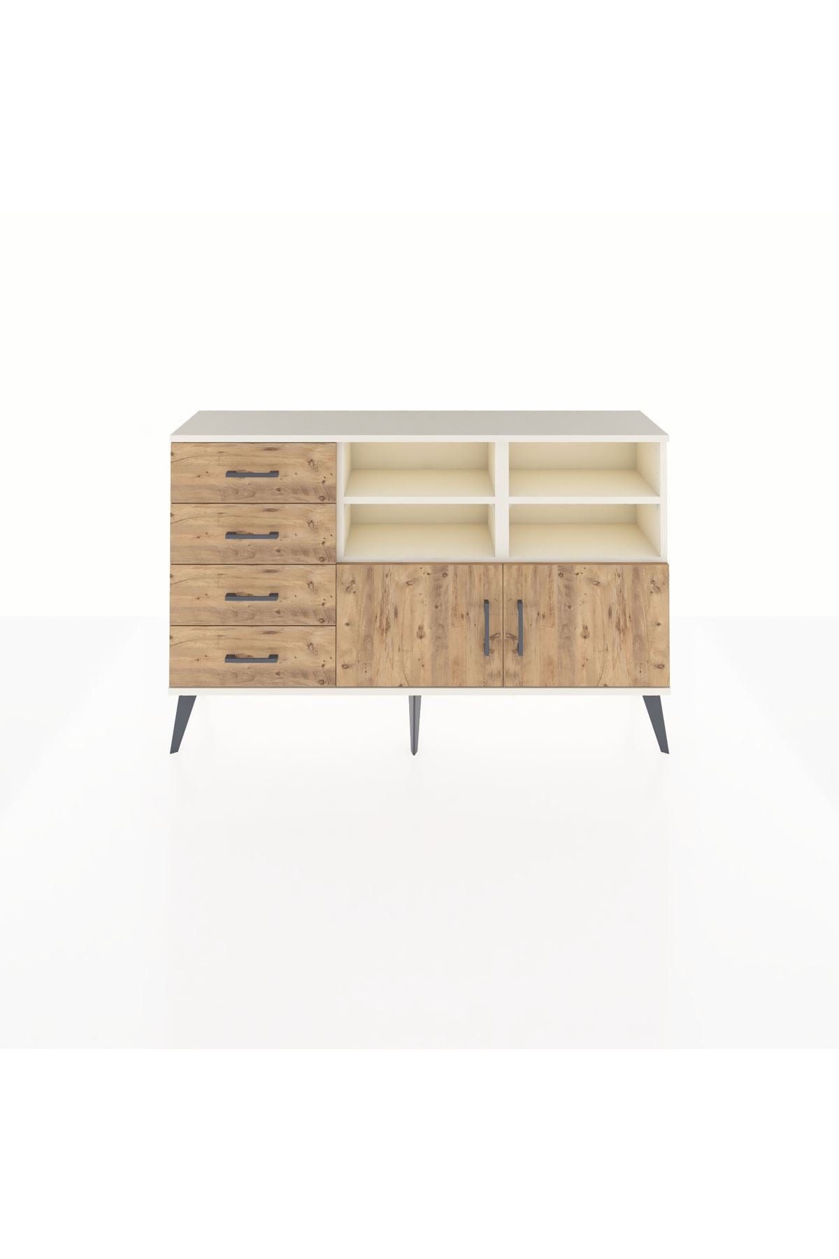 Arges Konsol 4 Raflı 4 Çekmeceli 2 Kapaklı 132x30x83 - S144M030V03A