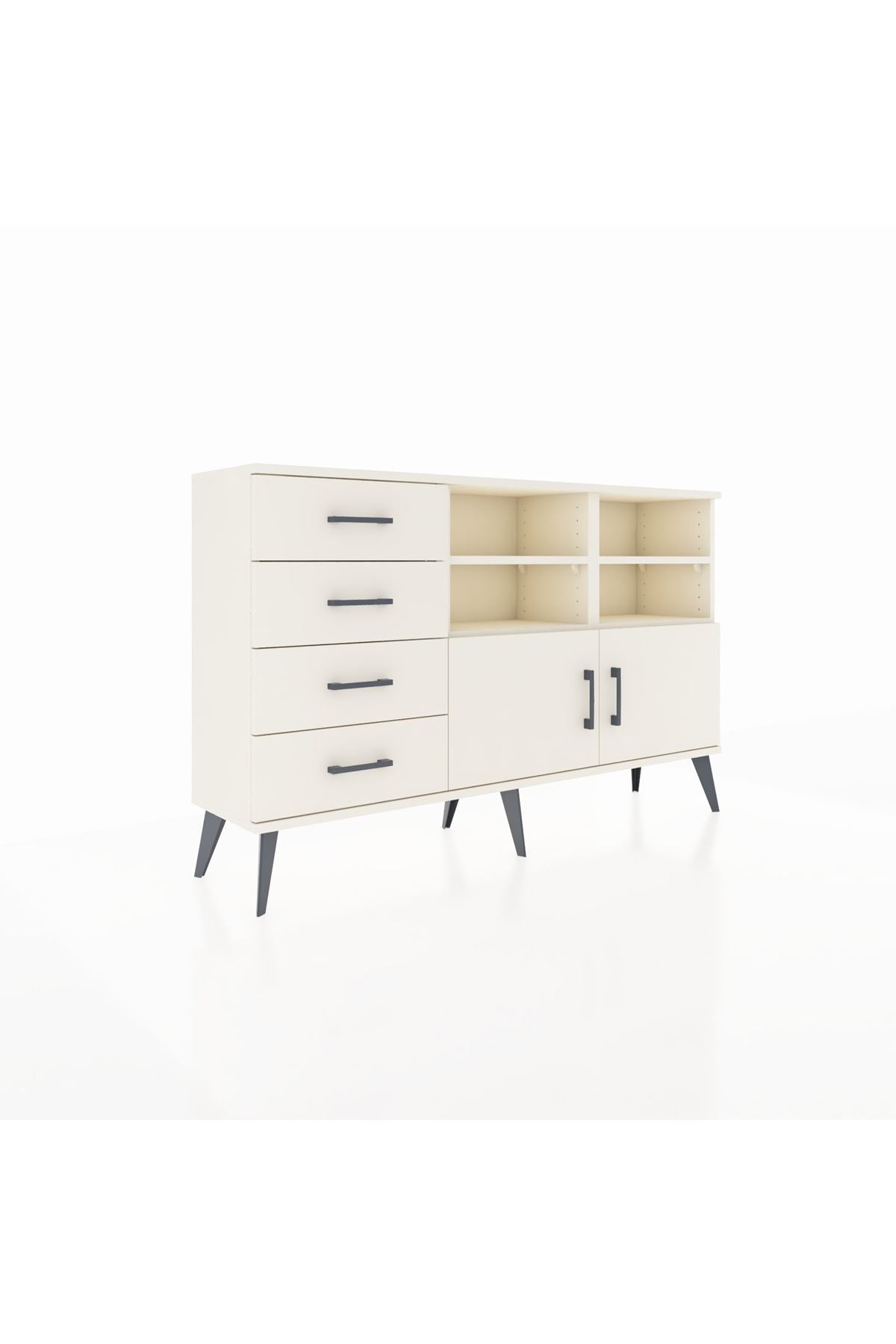 Arges Konsol 4 Raflı 4 Çekmeceli 2 Kapaklı 132x30x83 - S144M030V04A