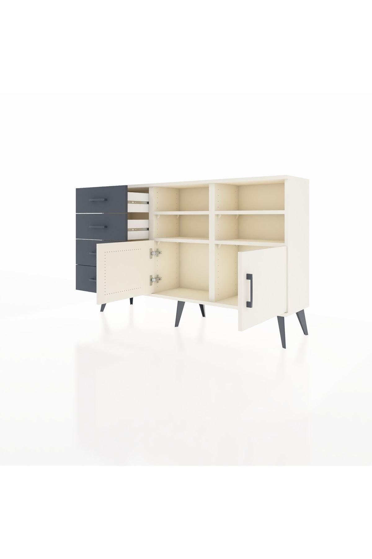 Arges Konsol 4 Raflı 4 Çekmeceli 2 Kapaklı 132x30x83 - S144M030V05A