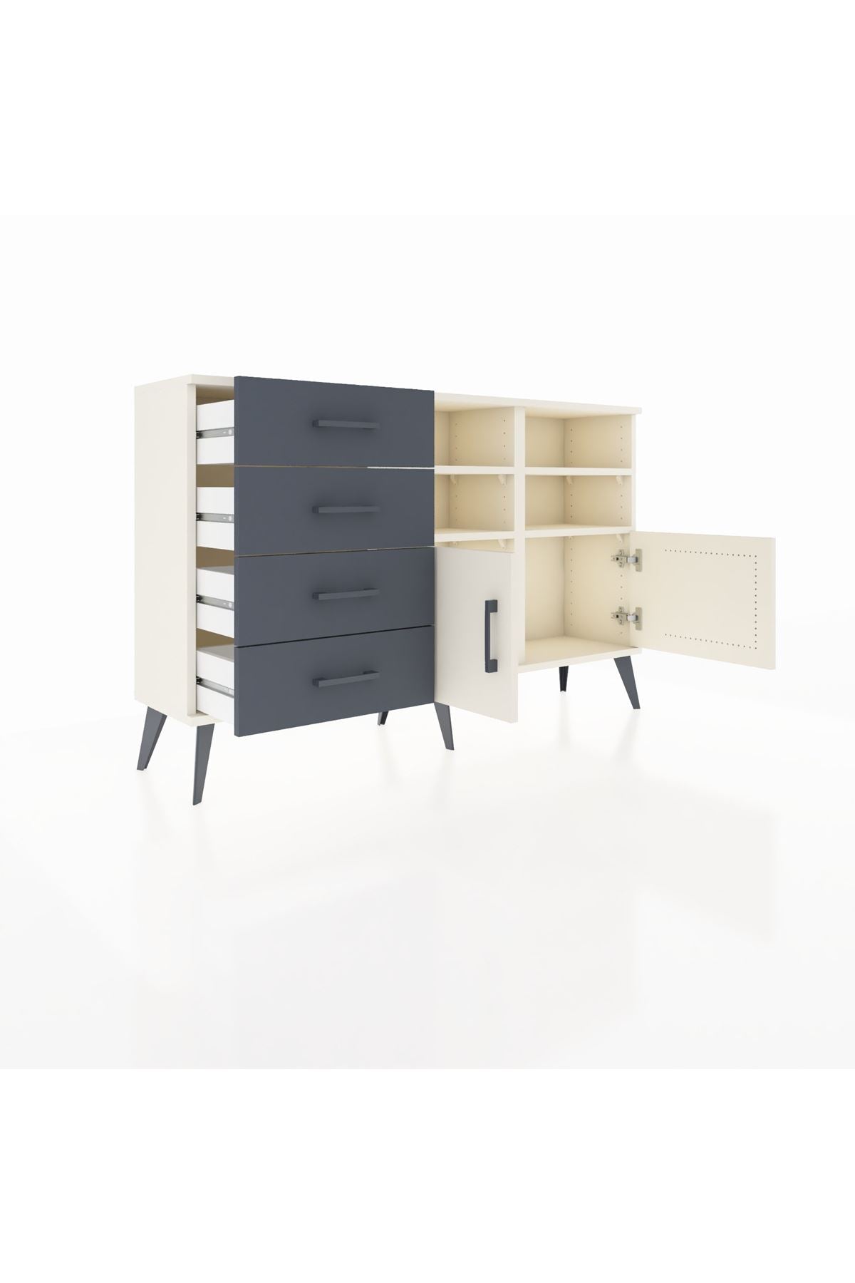 Arges Konsol 4 Raflı 4 Çekmeceli 2 Kapaklı 132x30x83 - S144M030V05A