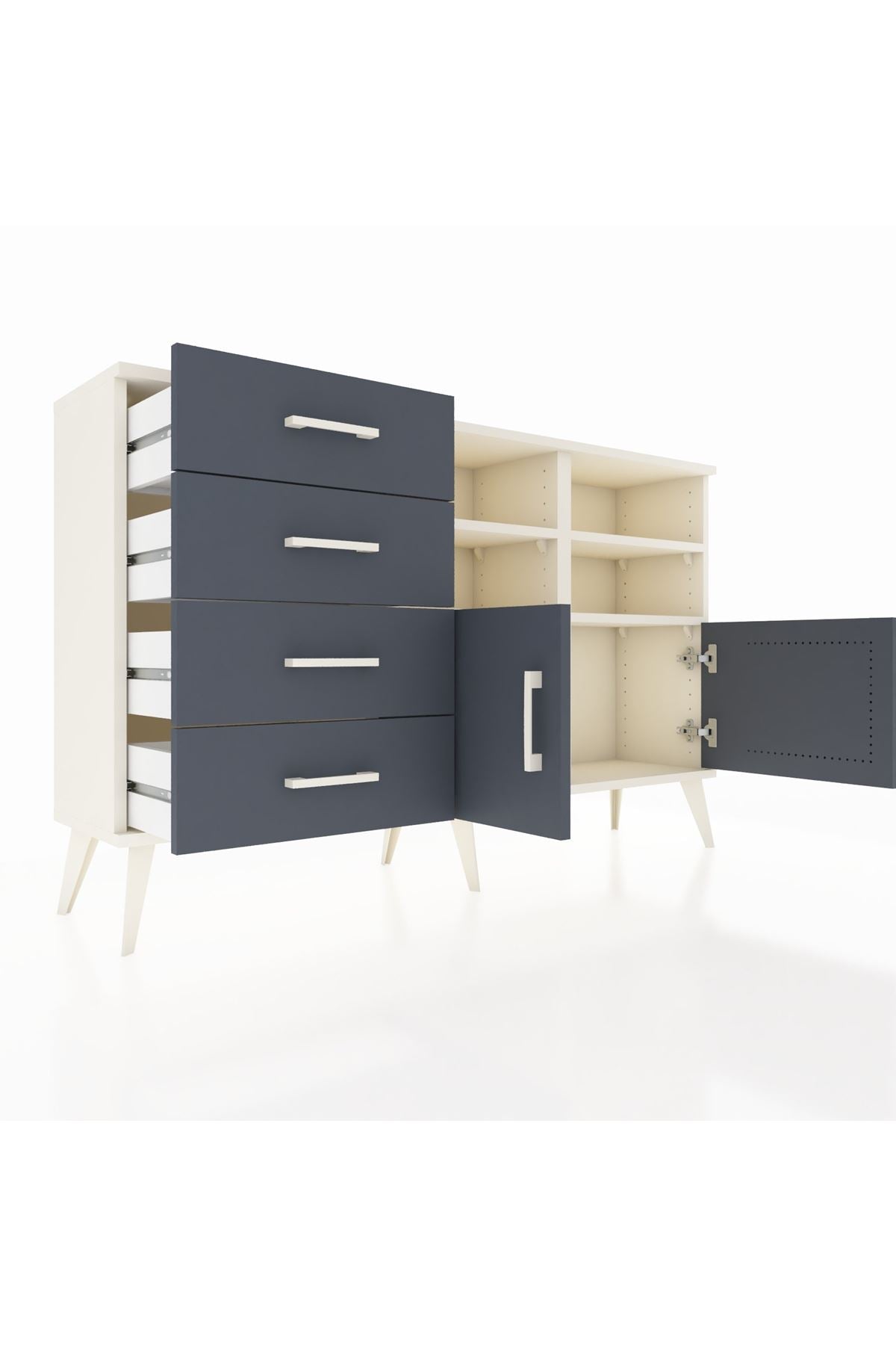 Arges Konsol 4 Raflı 4 Çekmeceli 2 Kapaklı 132x30x83 - S144M030V08A