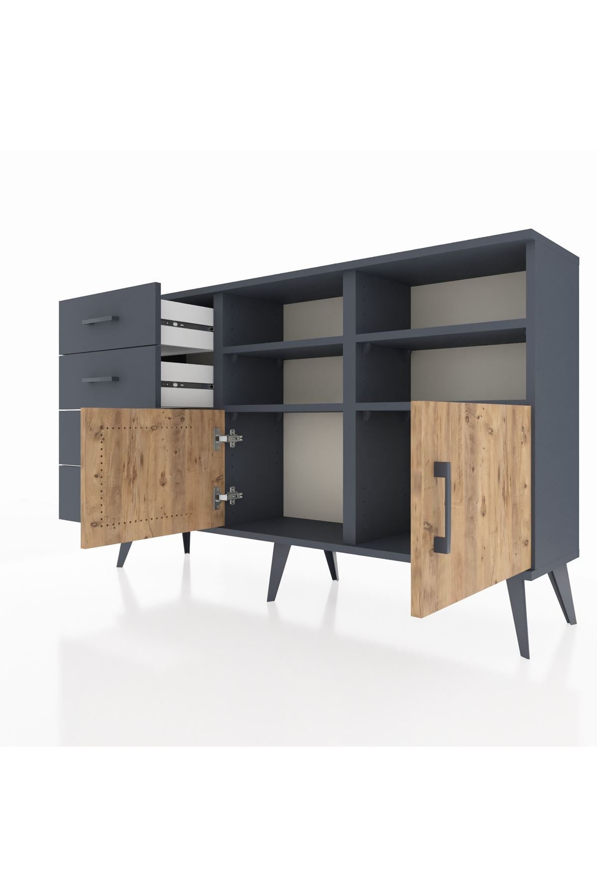 Arges Konsol 4 Raflı 4 Çekmeceli 2 Kapaklı 132x30x83 - S144M030V11A