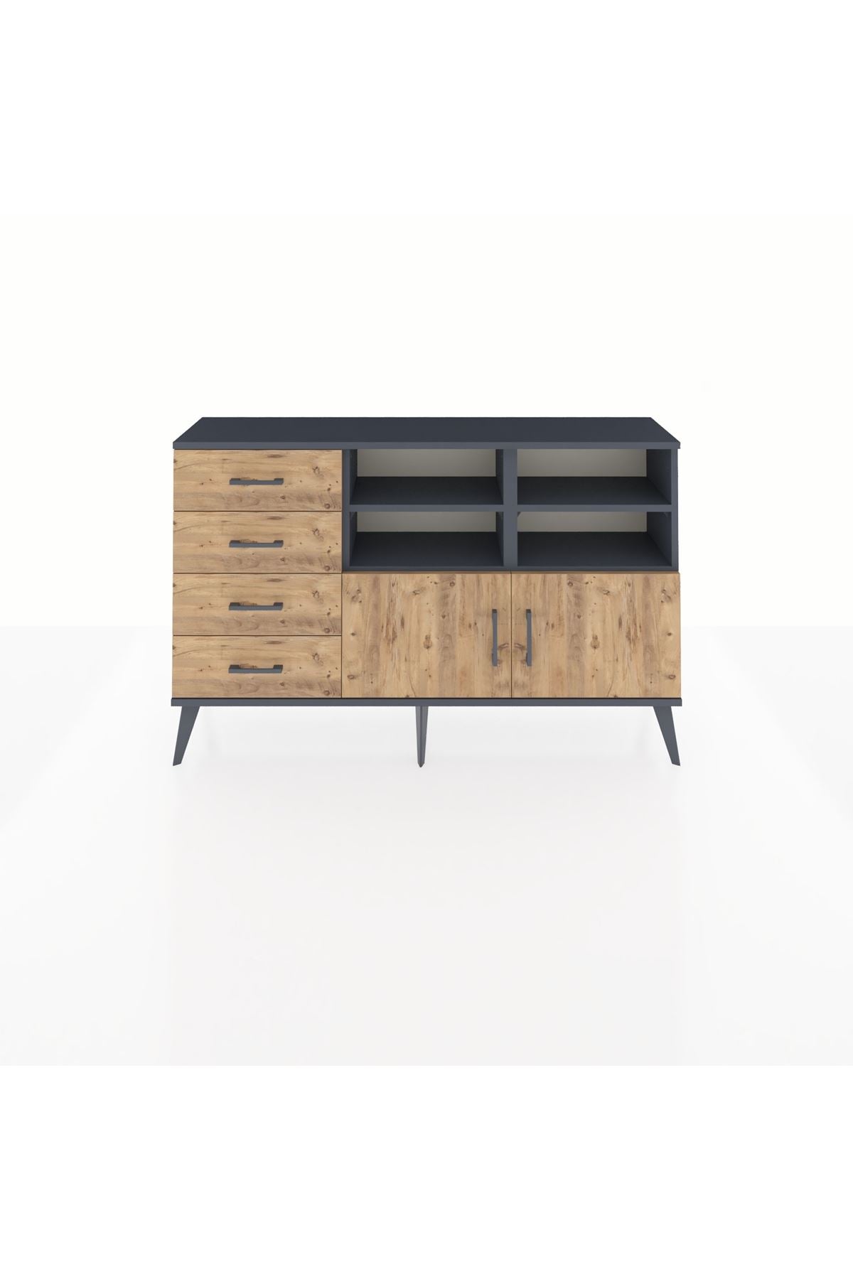 Arges Konsol 4 Raflı 4 Çekmeceli 2 Kapaklı 132x30x83 - S144M030V12A