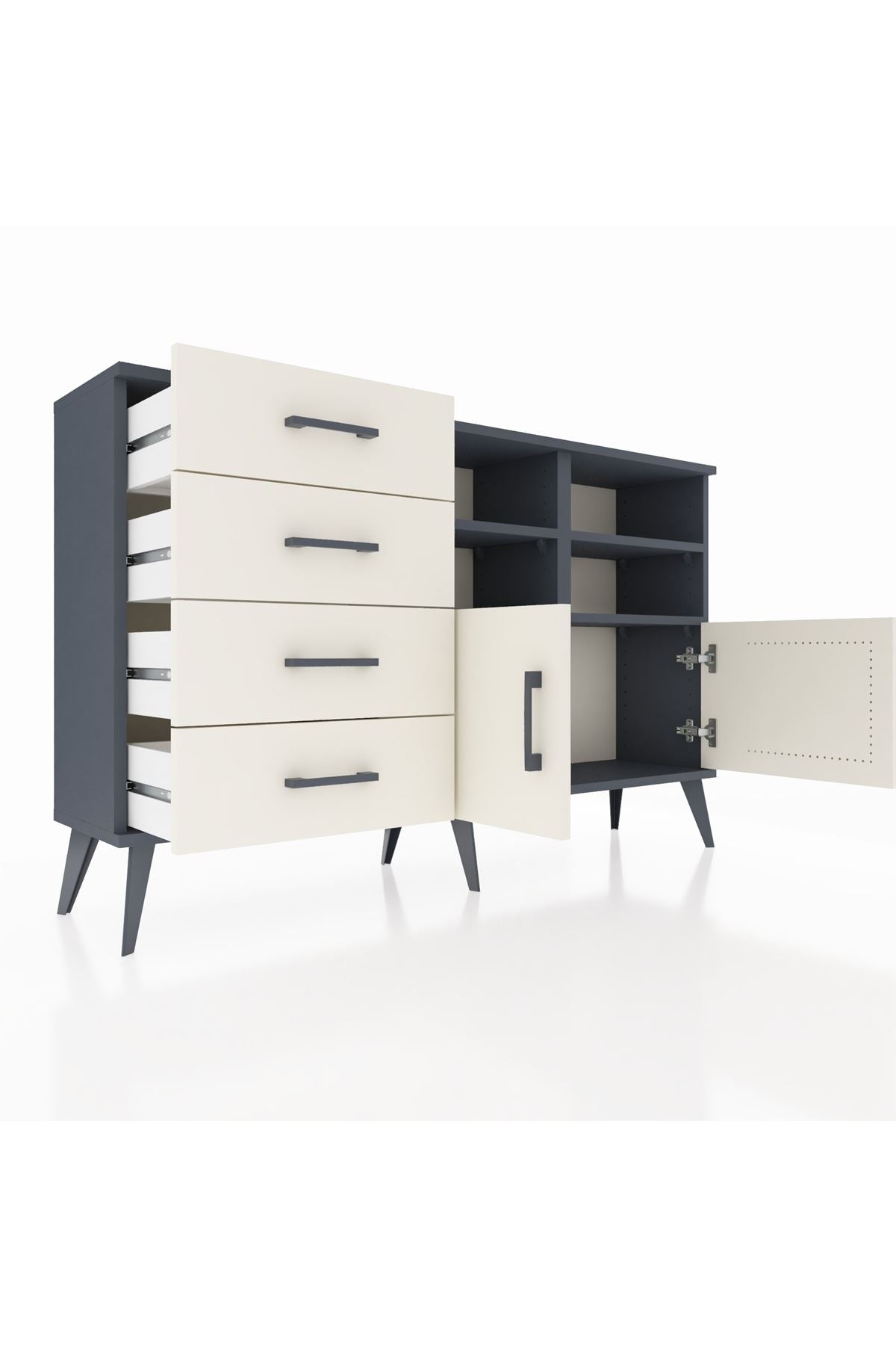 Arges Konsol 4 Raflı 4 Çekmeceli 2 Kapaklı 132x30x83 - S144M030V13A