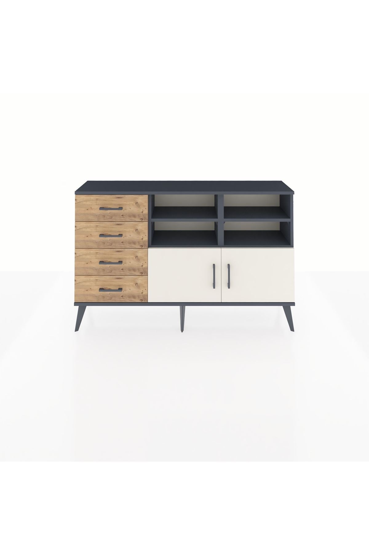 Arges Konsol 4 Raflı 4 Çekmeceli 2 Kapaklı 132x30x83 - S144M030V15A