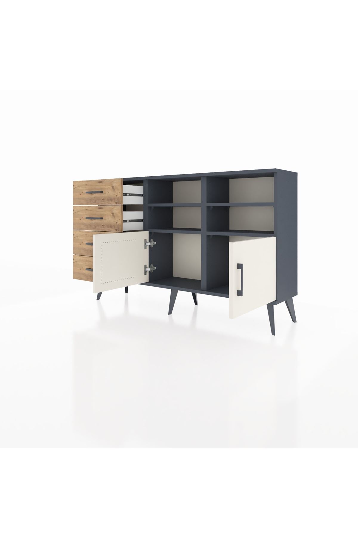 Arges Konsol 4 Raflı 4 Çekmeceli 2 Kapaklı 132x30x83 - S144M030V15A