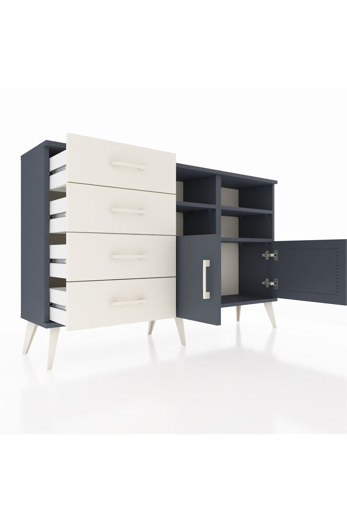 Arges Konsol 4 Raflı 4 Çekmeceli 2 Kapaklı 132x30x83 - S144M030V16A