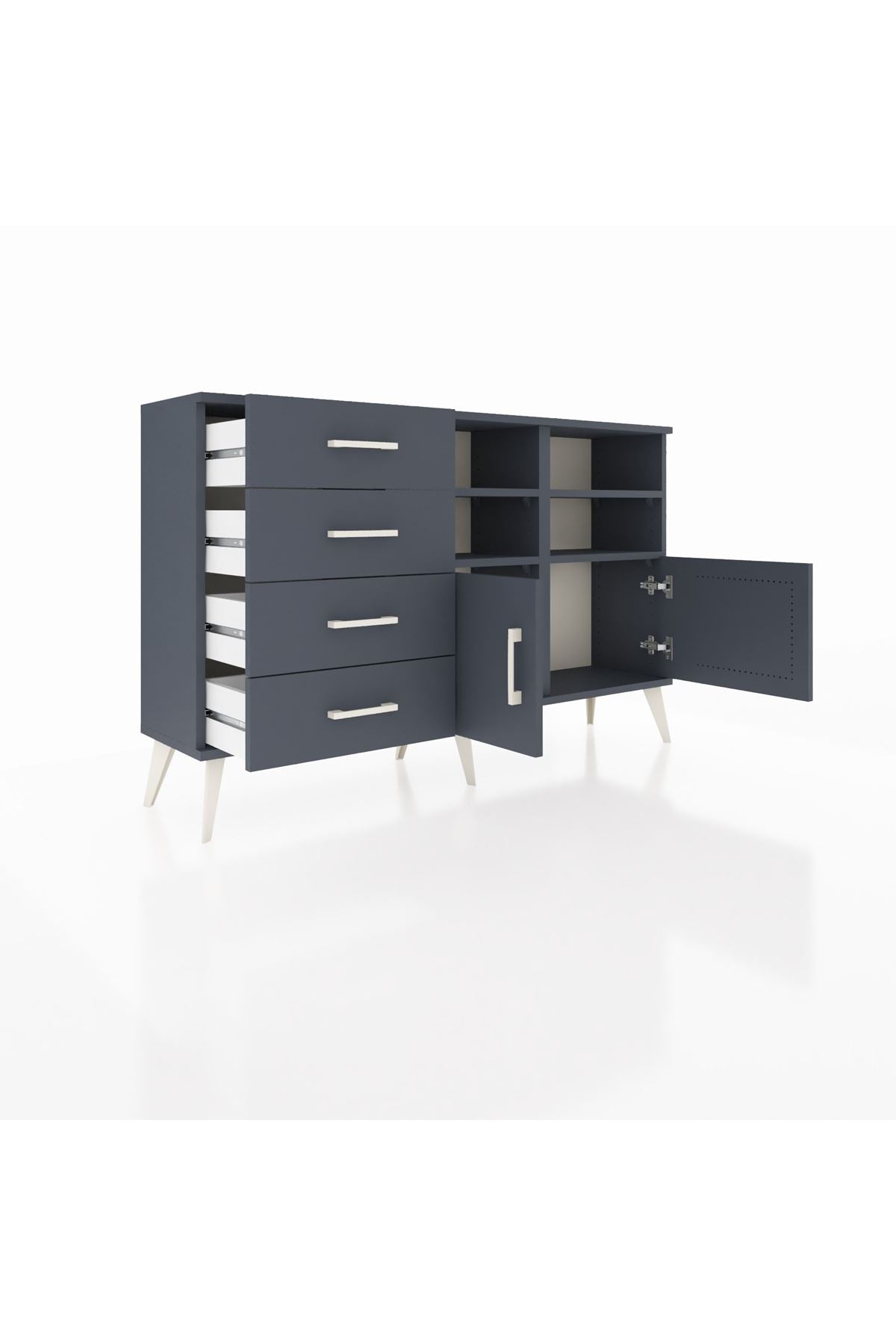 Arges Konsol 4 Raflı 4 Çekmeceli 2 Kapaklı 132x30x83 - S144M030V17A