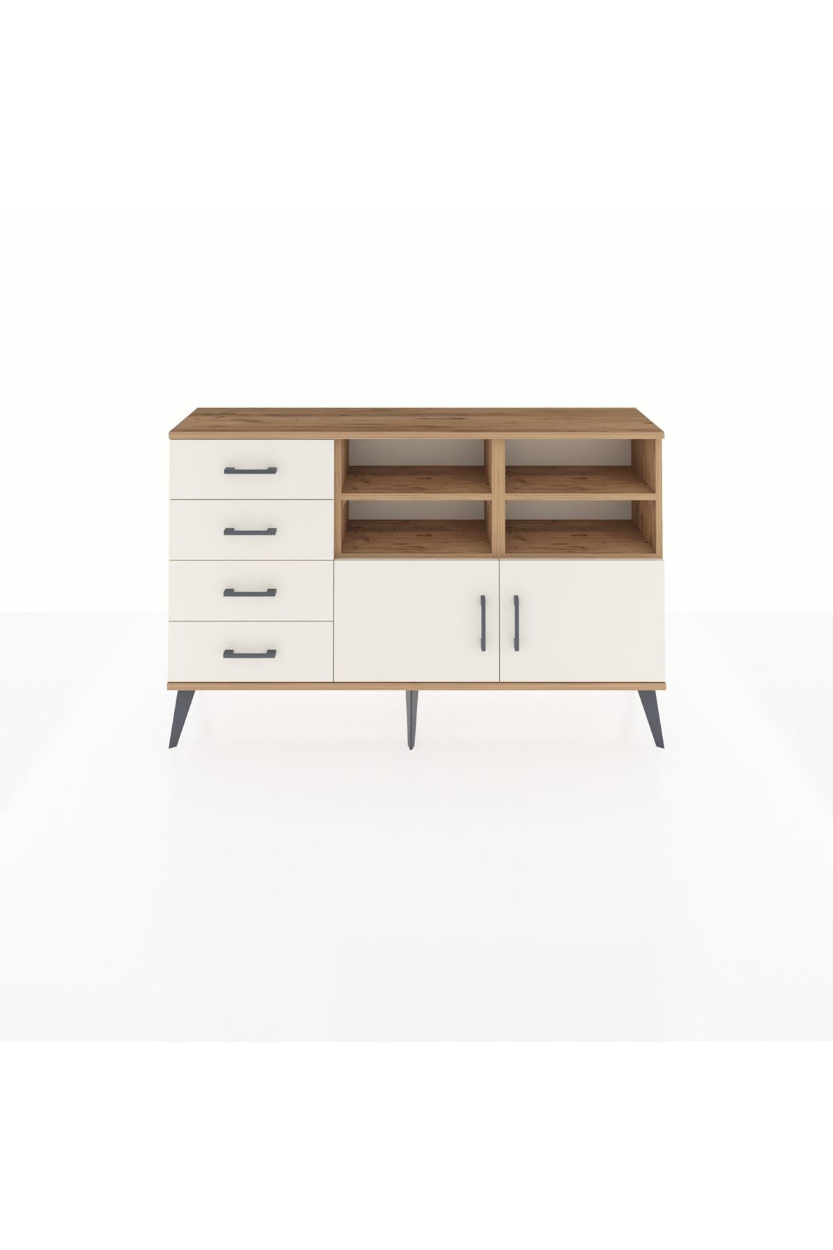 Arges Konsol 4 Raflı 4 Çekmeceli 2 Kapaklı 132x30x83 - S144M030V22A