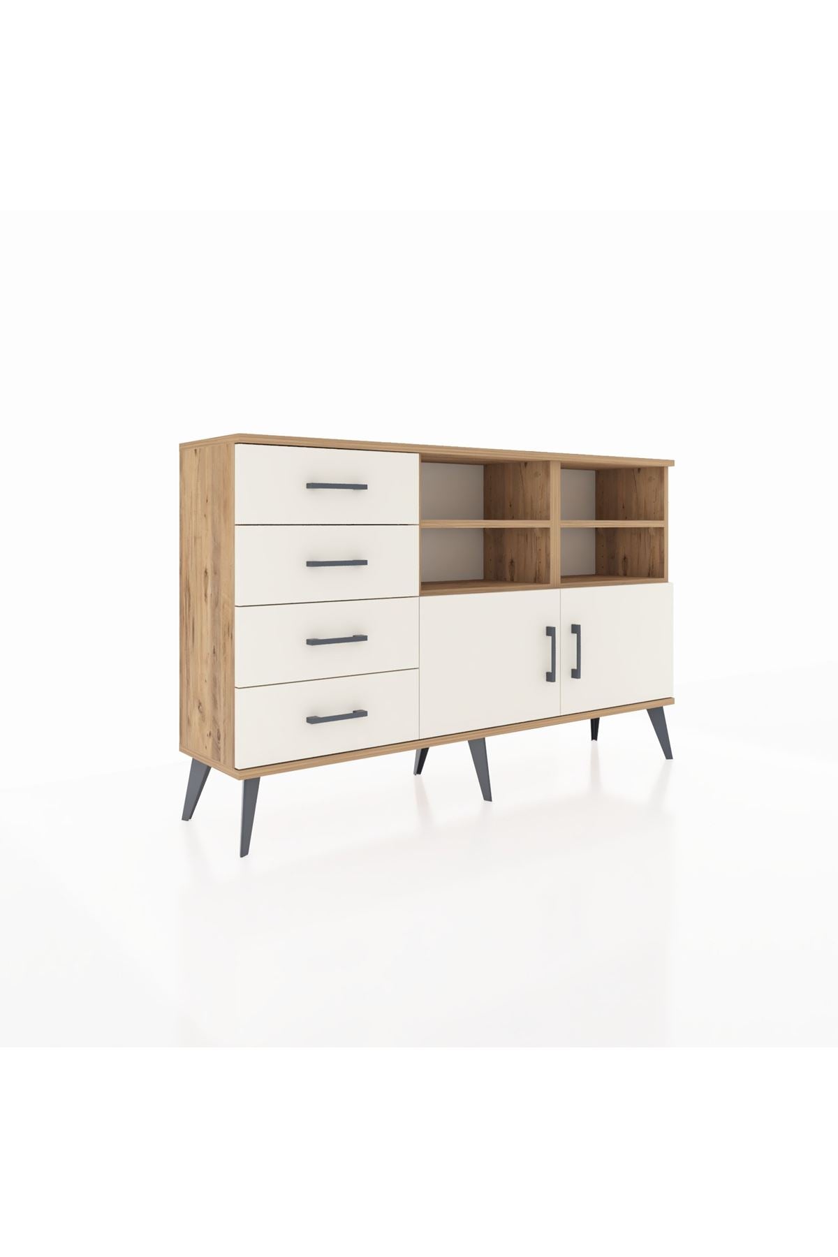 Arges Konsol 4 Raflı 4 Çekmeceli 2 Kapaklı 132x30x83 - S144M030V22A