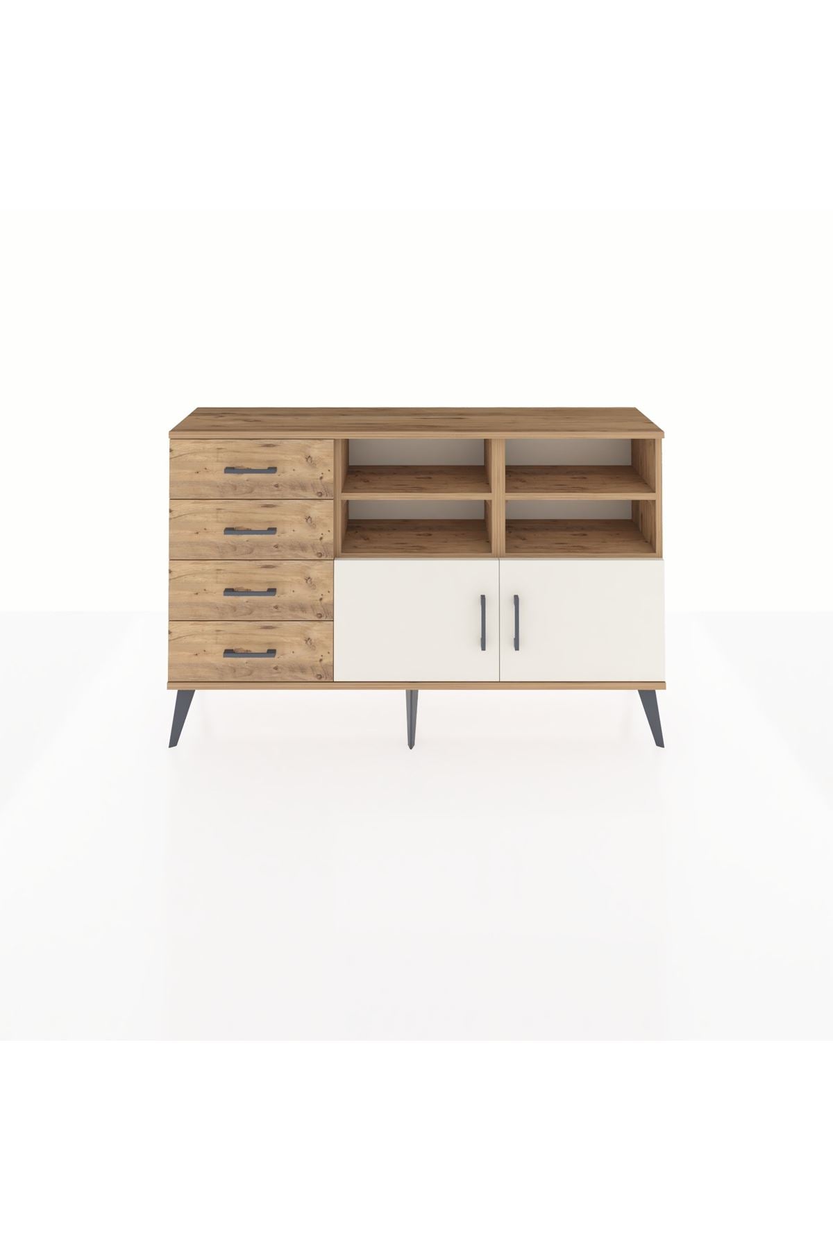 Arges Konsol 4 Raflı 4 Çekmeceli 2 Kapaklı 132x30x83 - S144M030V24A