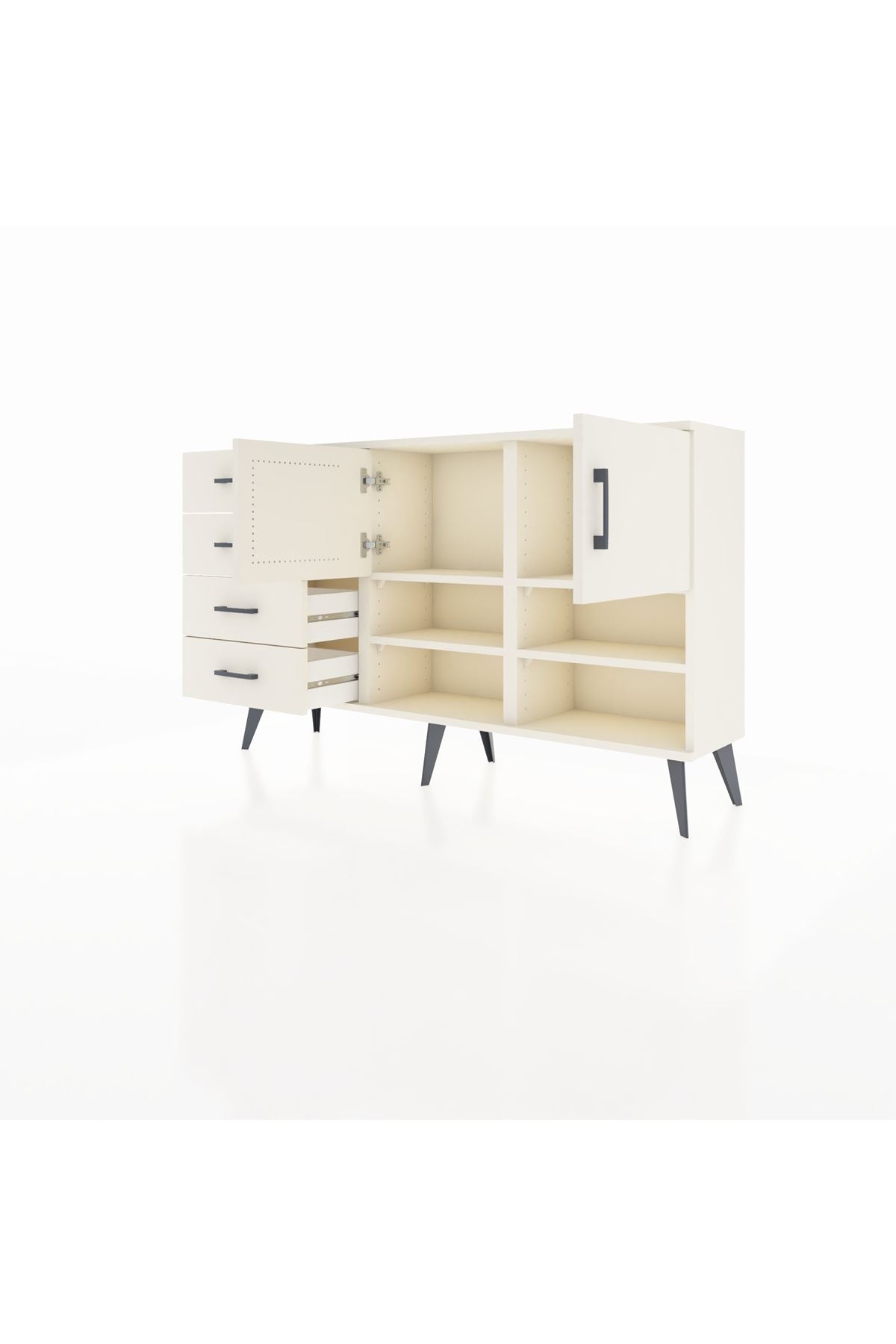 Arges Konsol 4 Raflı 4 Çekmeceli 2 Kapaklı 132x30x83 - S144M031V04A