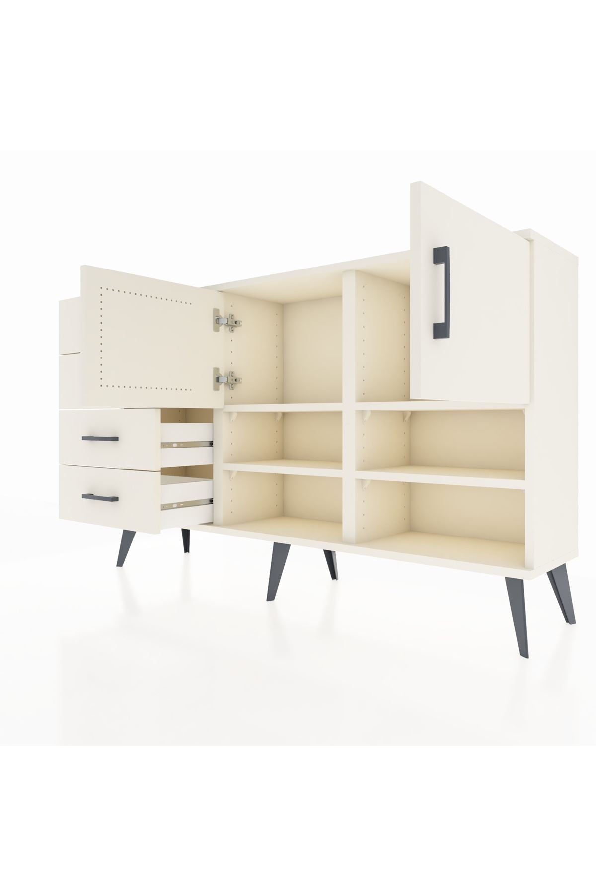 Arges Konsol 4 Raflı 4 Çekmeceli 2 Kapaklı 132x30x83 - S144M031V04A
