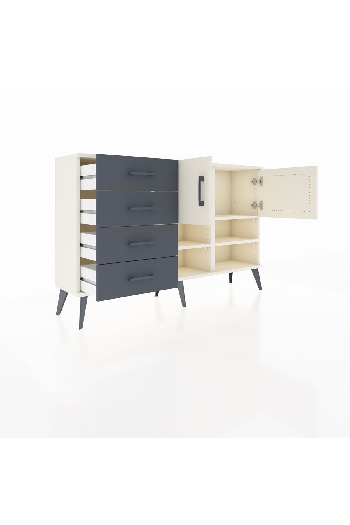 Arges Konsol 4 Raflı 4 Çekmeceli 2 Kapaklı 132x30x83 - S144M031V05A
