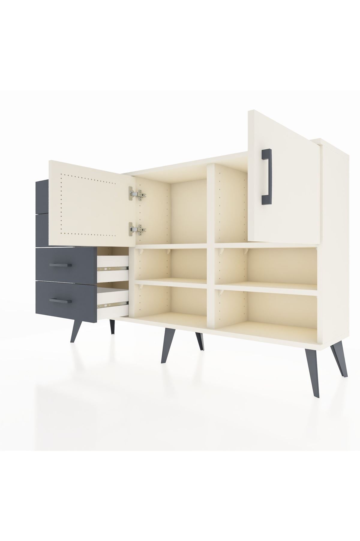 Arges Konsol 4 Raflı 4 Çekmeceli 2 Kapaklı 132x30x83 - S144M031V05A